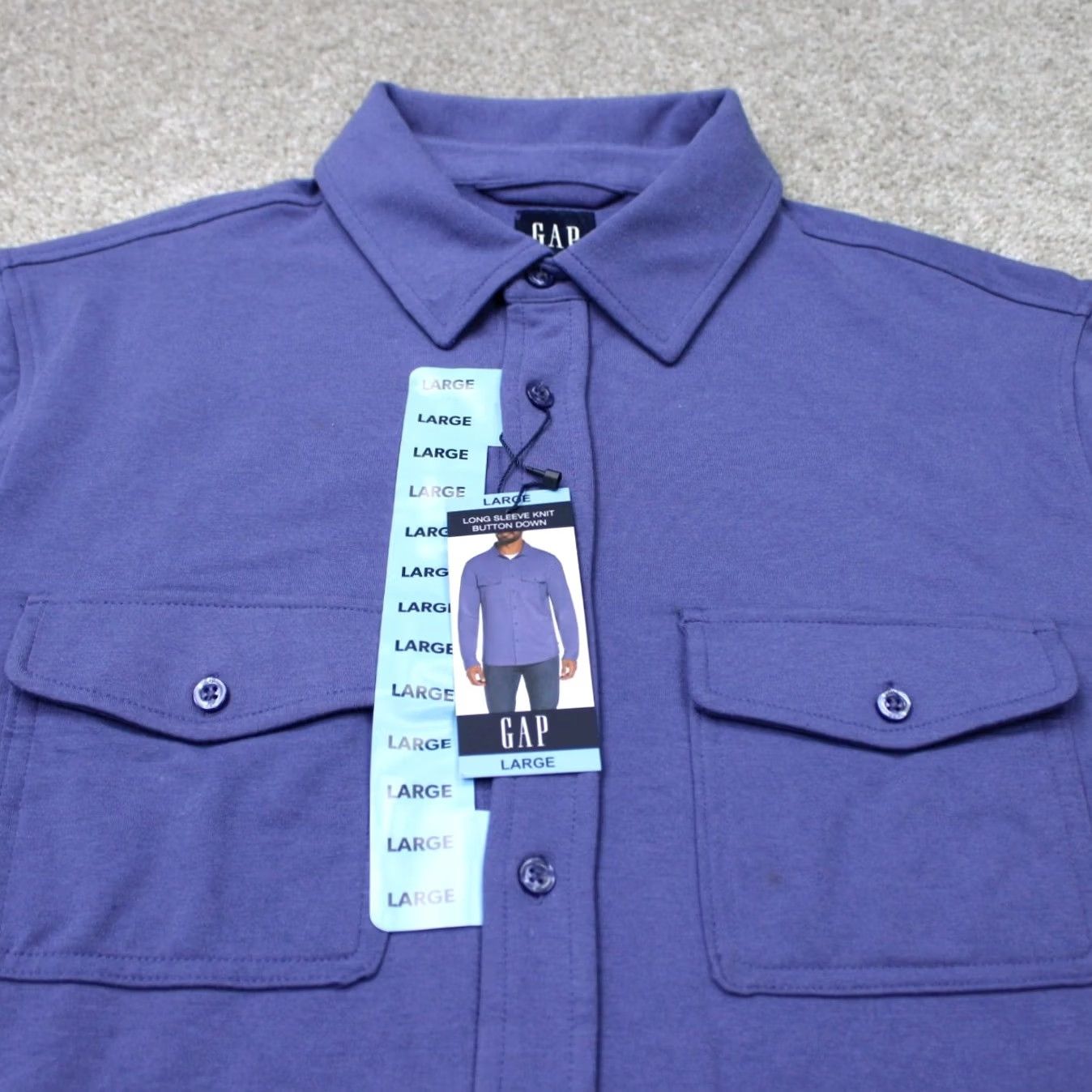 Gap Gap Shirt Mens Large Button-Down Knit Blue NWT Stretch Regular Size Shirt Size US L / EU 52-54 / 3 - 4 Thumbnail
