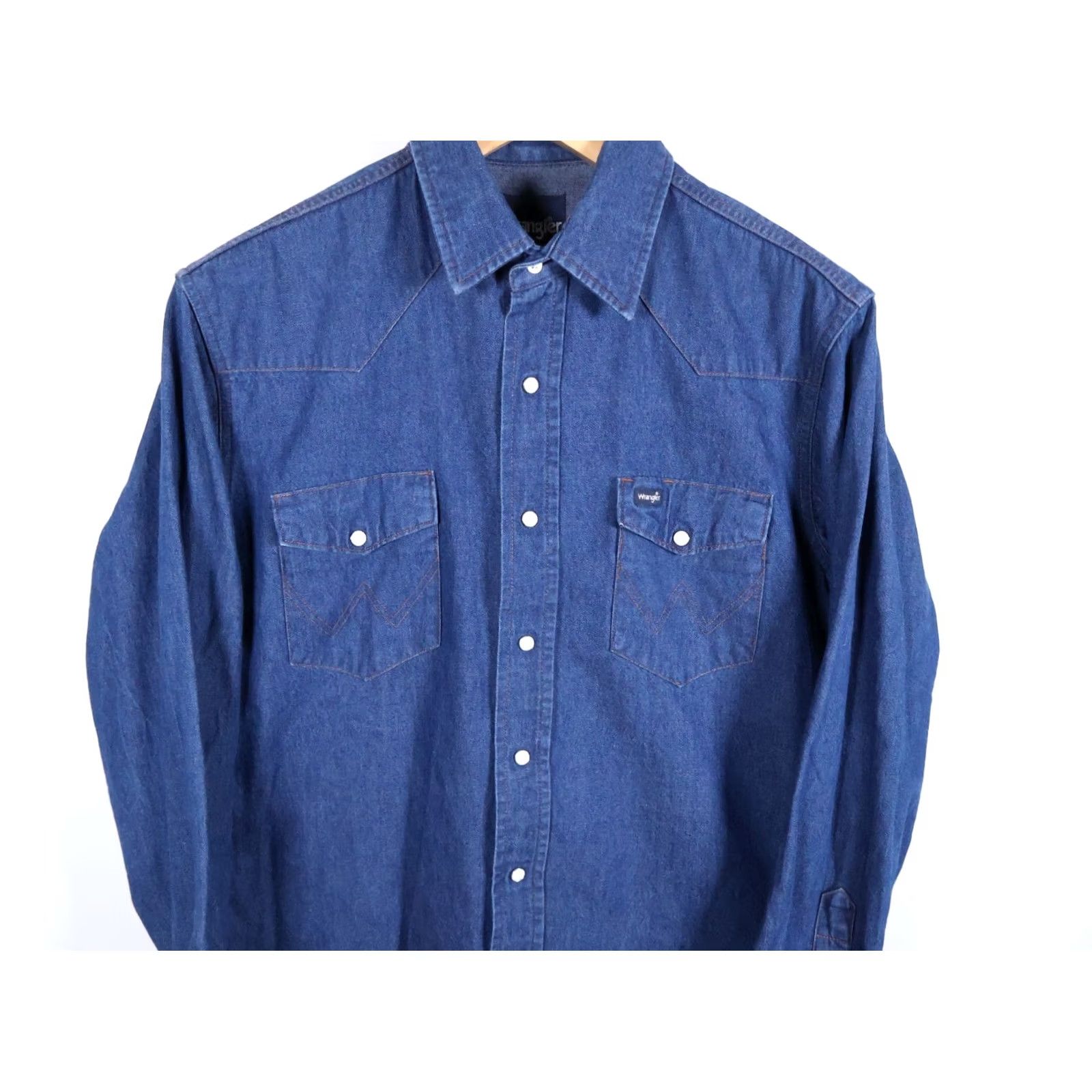 Wrangler VINTAGE Wrangler Denim Western Shirt Men's Medium Blue Pearl Snap Rockabilly Retro Shirt Size US M / EU 48-50 / 2 - 4 Thumbnail