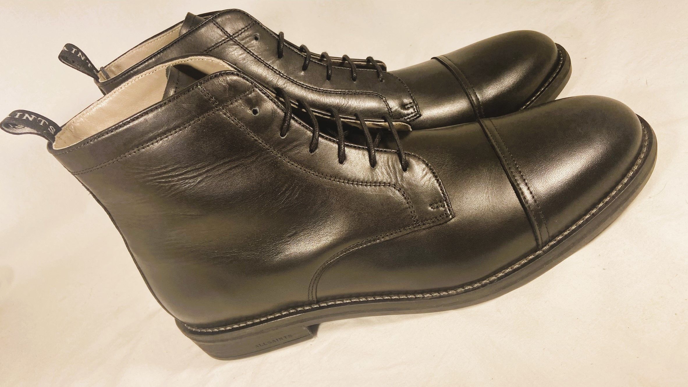 Allsaints Harland Cap Toe Black Leather Moto Combat Boots Size US 13 / EU 46 - 2 Thumbnail