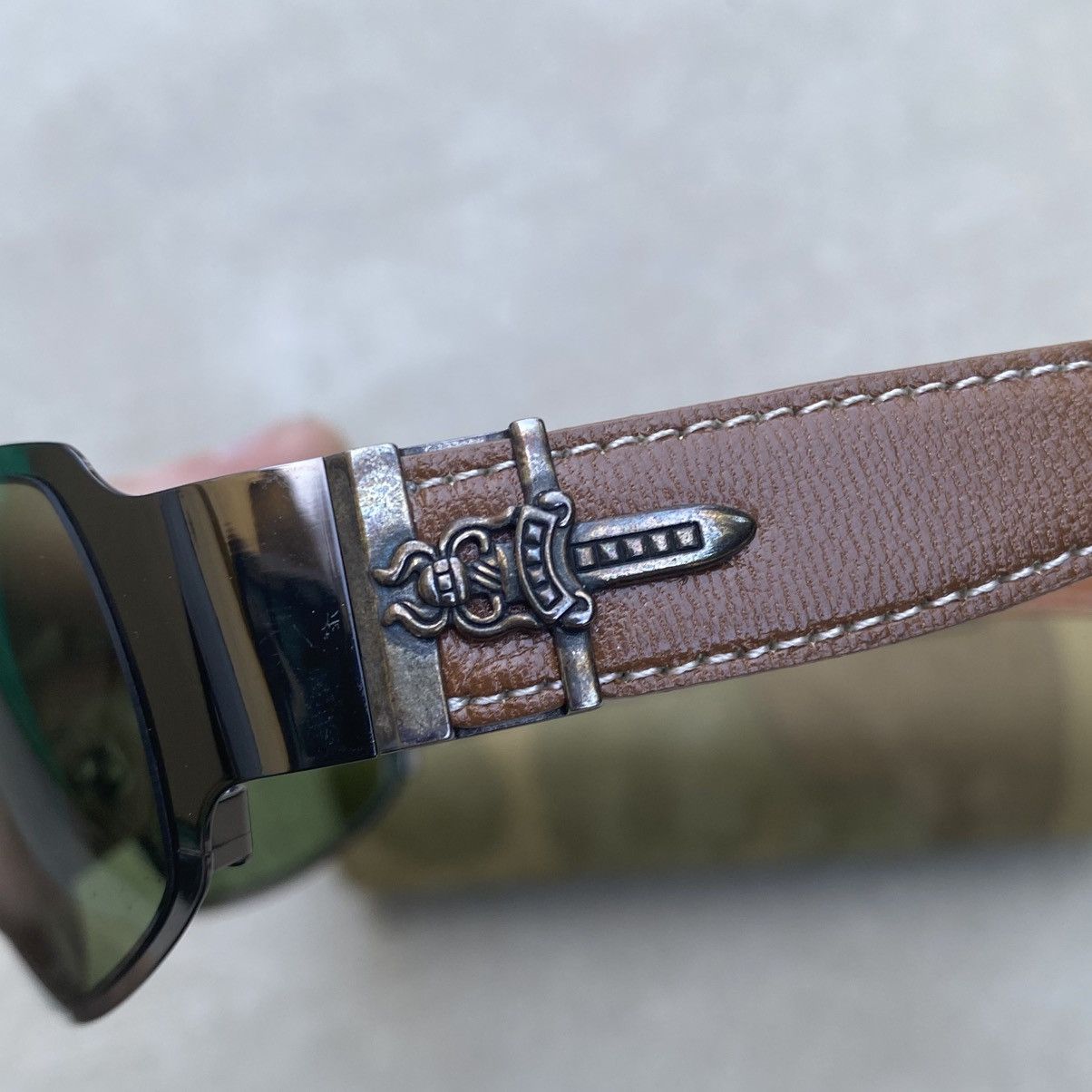 Chrome Hearts Chrome Hearts Deviant II Brown Arms Green Lense Sunglasses Size ONE SIZE - 6 Thumbnail