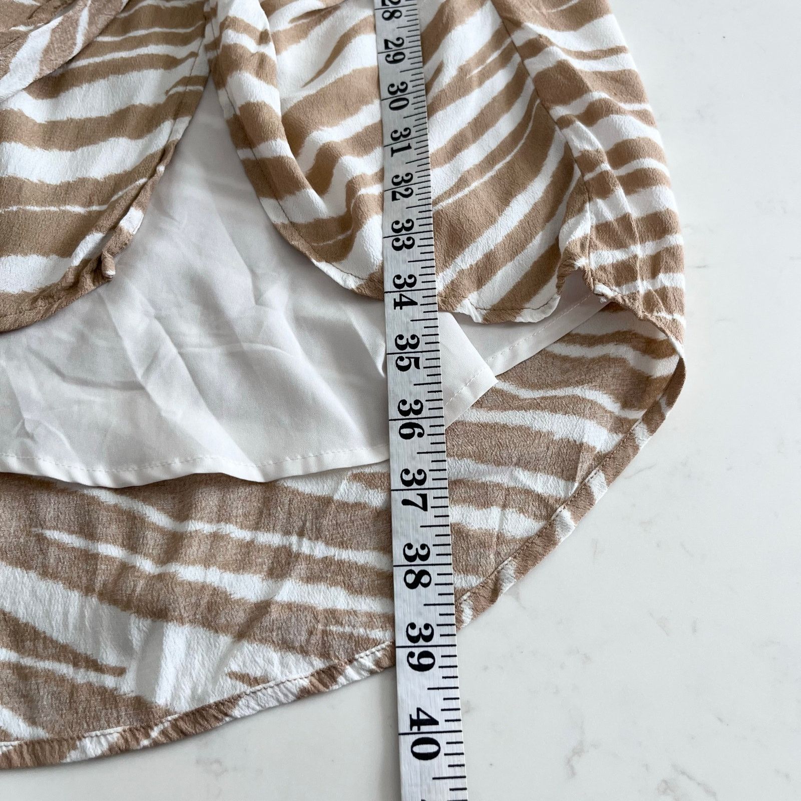 Other Habitual Talia Gardenia Zebra Beige Tie Waist Shirt Dress Size XS / US 0-2 / IT 36-38 - 7 Thumbnail