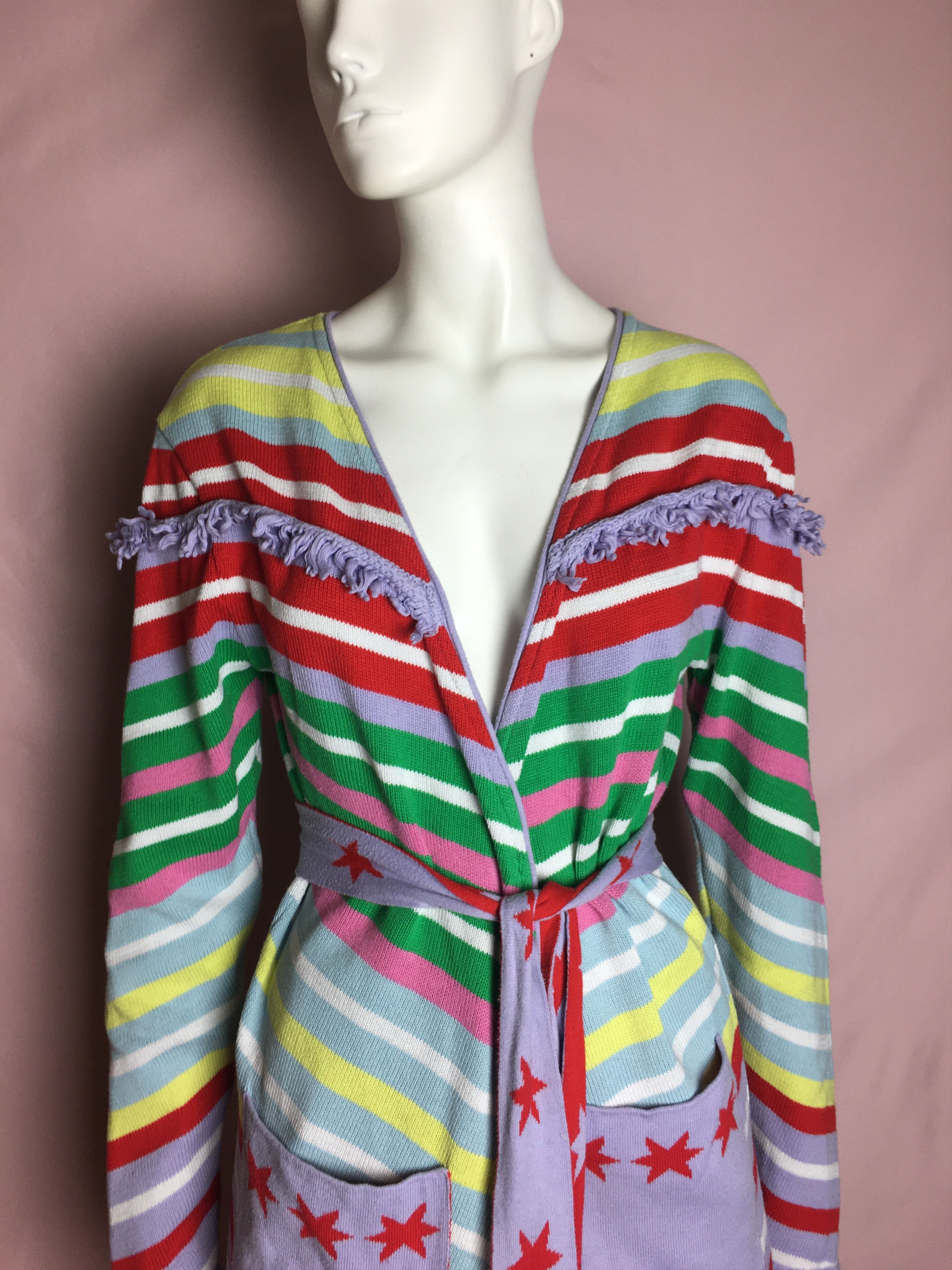 Japanese Brand Hayley Menzies Jacquard Candy Cane Long Cotton Cardigan Size M / US 6-8 / IT 42-44 - 7 Thumbnail