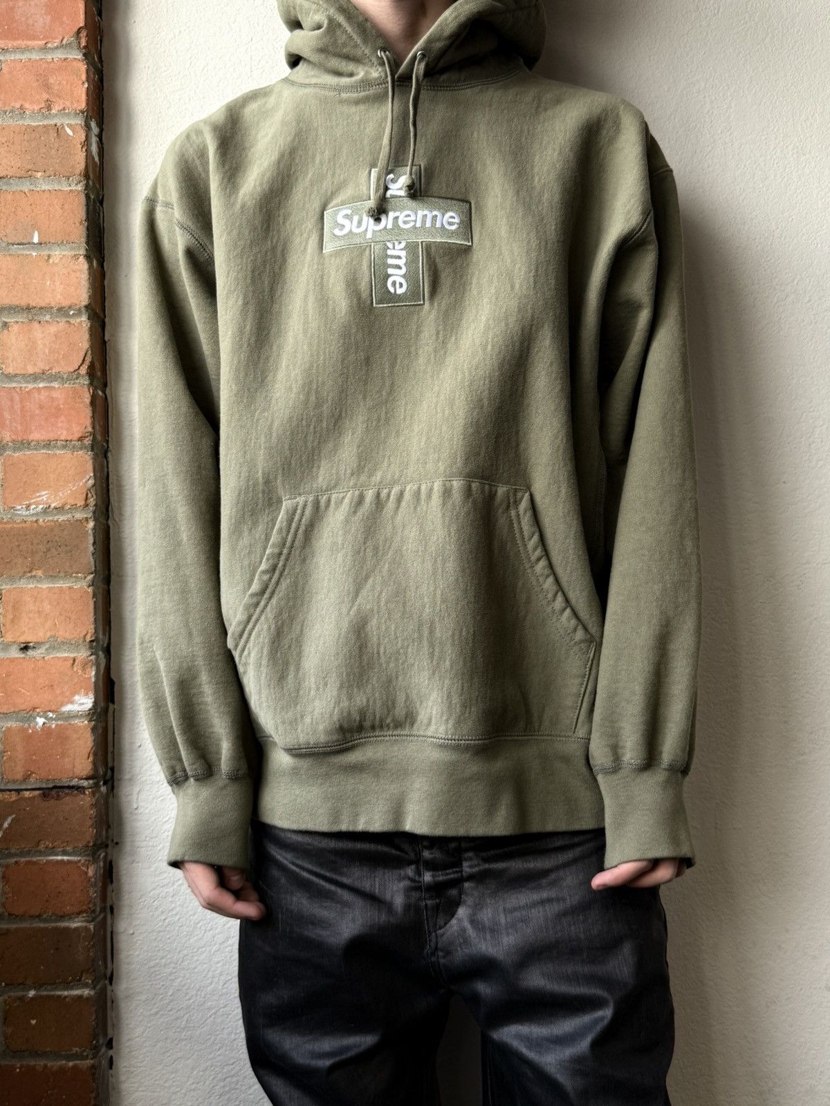 Supreme Supreme Cross Box Logo Hoodie Olive XL | Grailed
