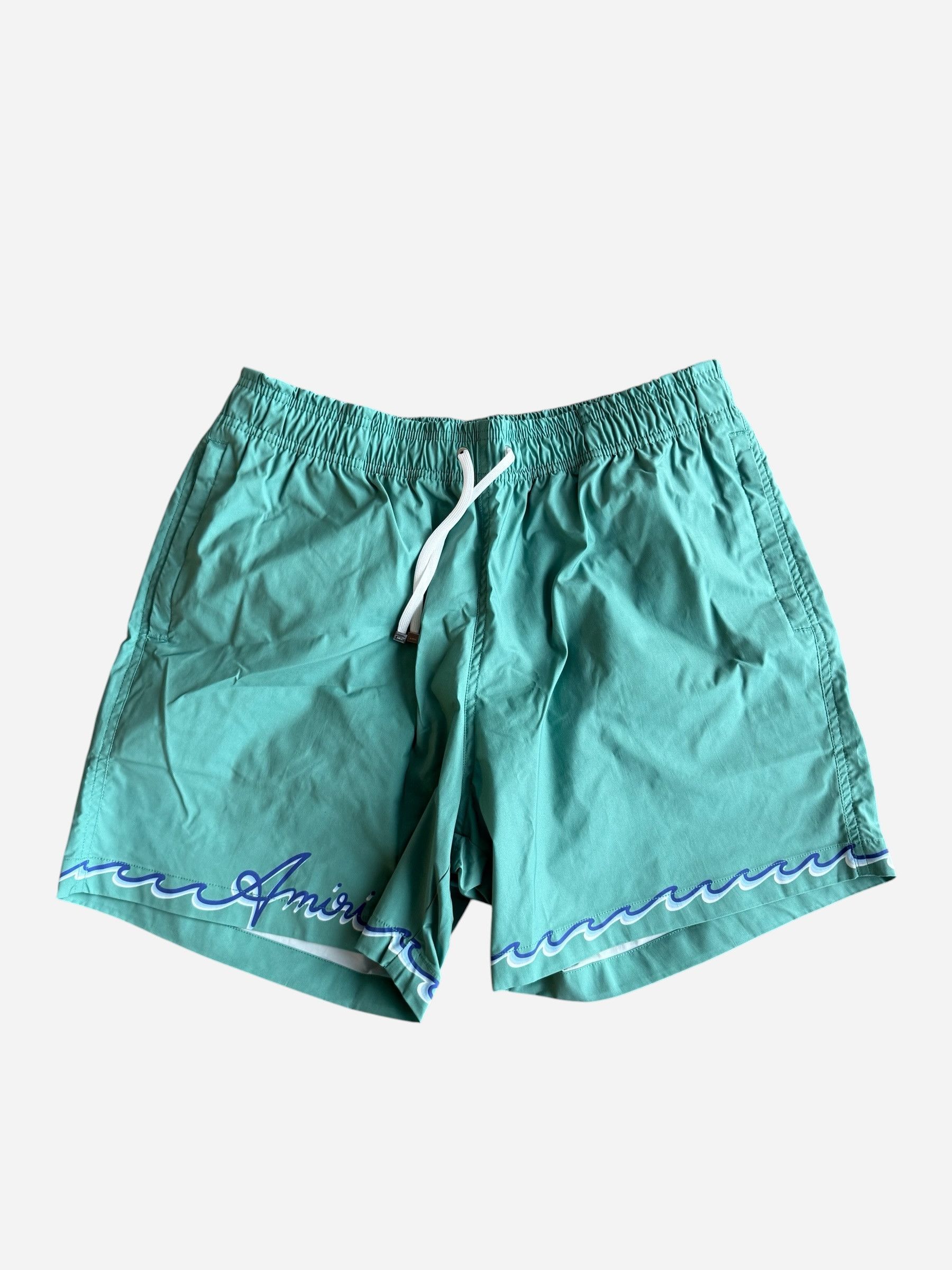 Amiri Amiri Sea Blue Wave Logo Swimshorts Size US 30 / EU 46 - 1 Thumbnail
