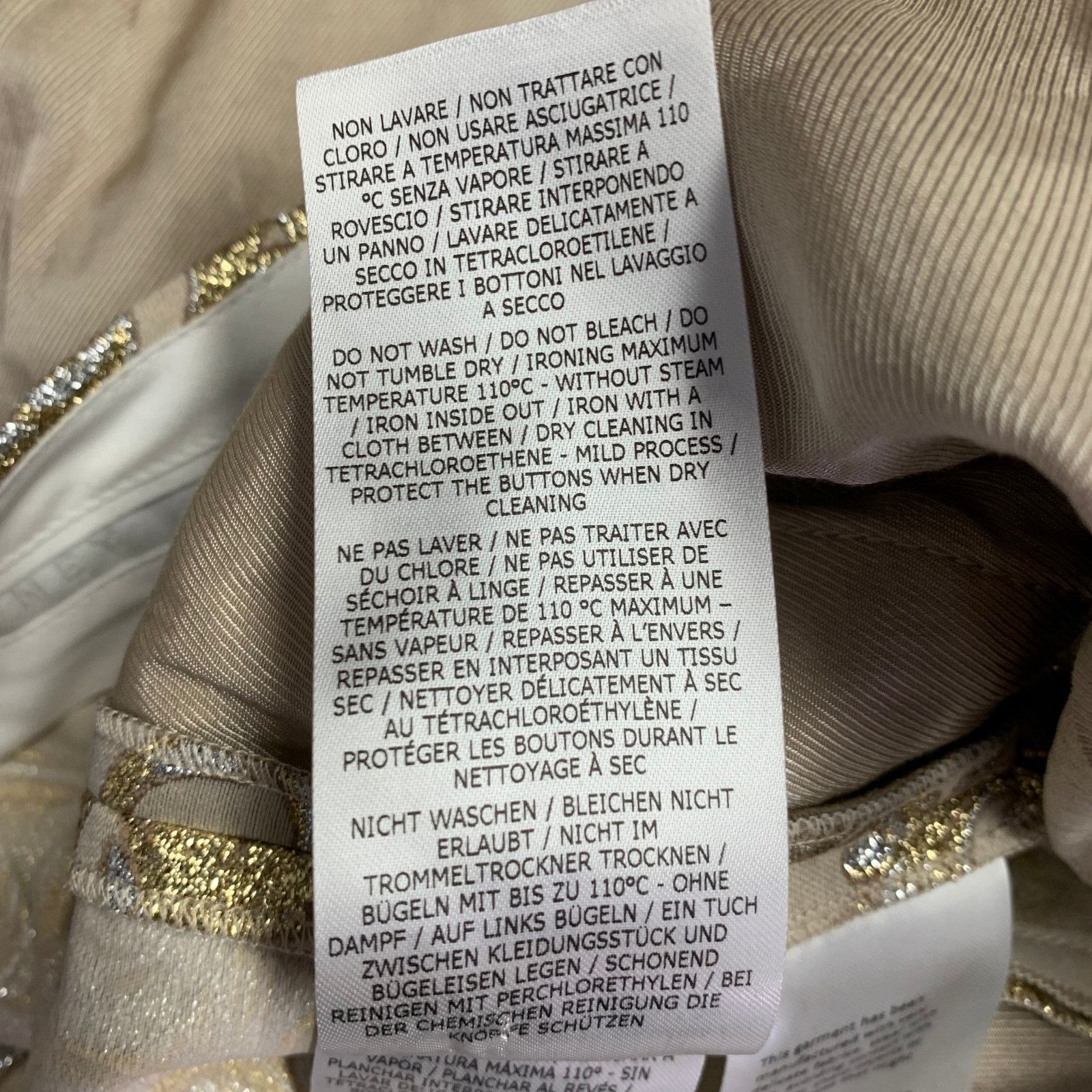 Stella McCartney Metallic Gold Silver Polyamide Jacquard Peak Lapel Pantsuit Size 26" / US 2 / IT 38 - 16 Thumbnail