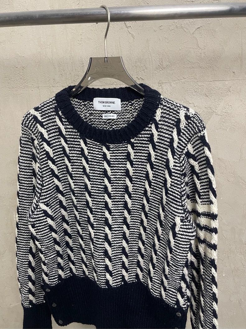 Thom Browne Thom Browne Four-striped dark blue striped wool sweater 250 Size US S / EU 44-46 / 1 - 3 Thumbnail