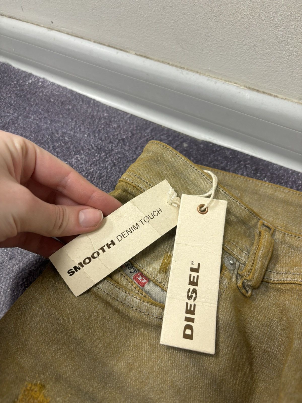 Diesel Diesel Sleenker Slim Skinny NWT Distressed Gold Pants Jeans Size US 27 - 7 Thumbnail
