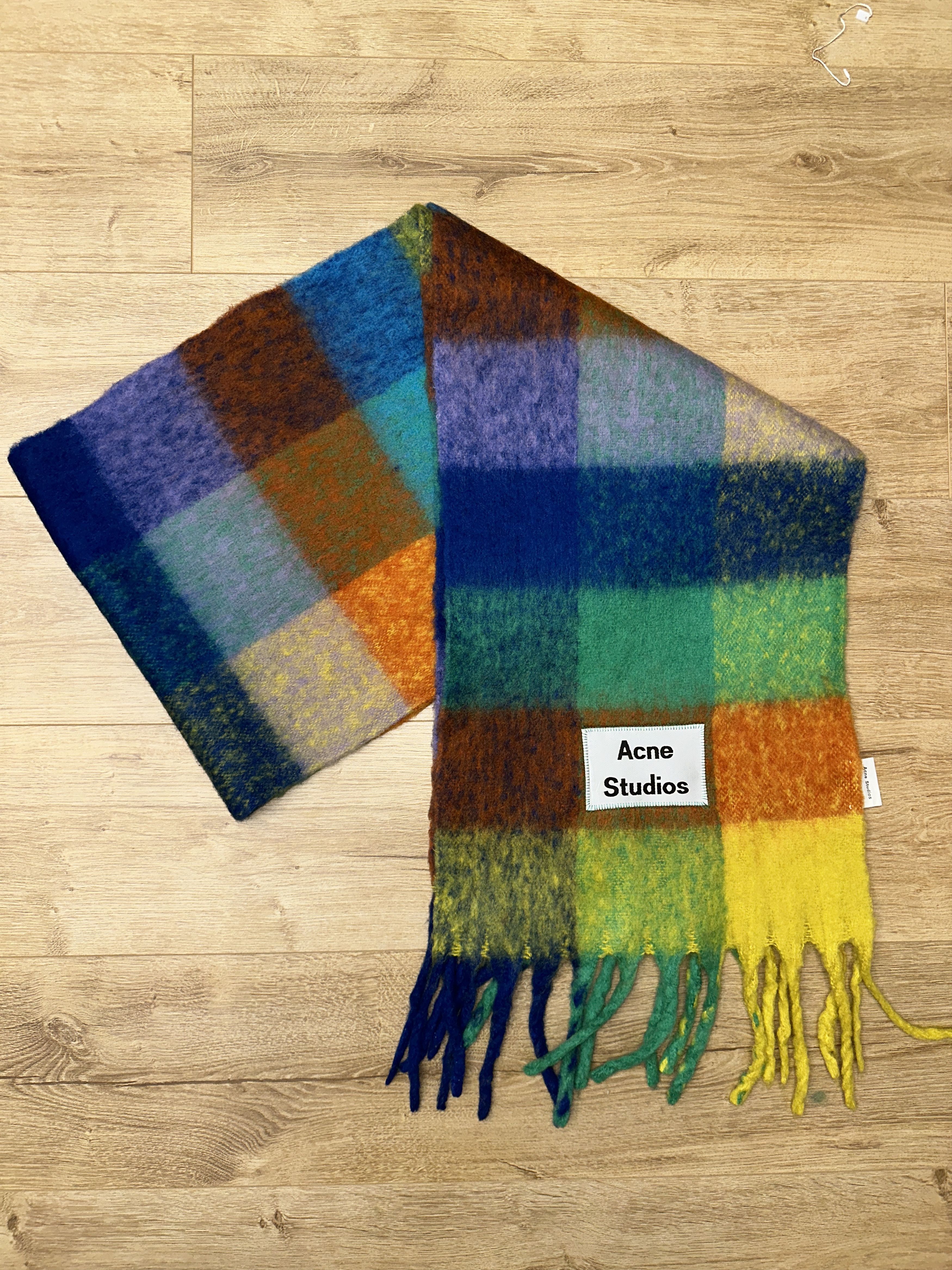 Acne Studios Check Mohair Wool Scarf Unisex Italy 250X35