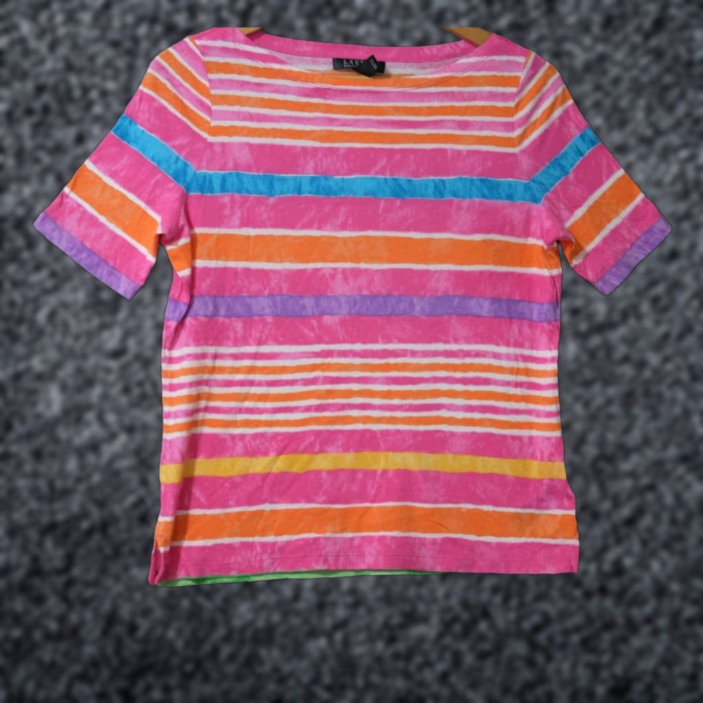Ralph Lauren Nwot! Lauren Ralph Lauren T-Shirt Striped Short Sleeve Women's M #H53-8 Size M / US 6-8 / IT 42-44 - 1 Thumbnail