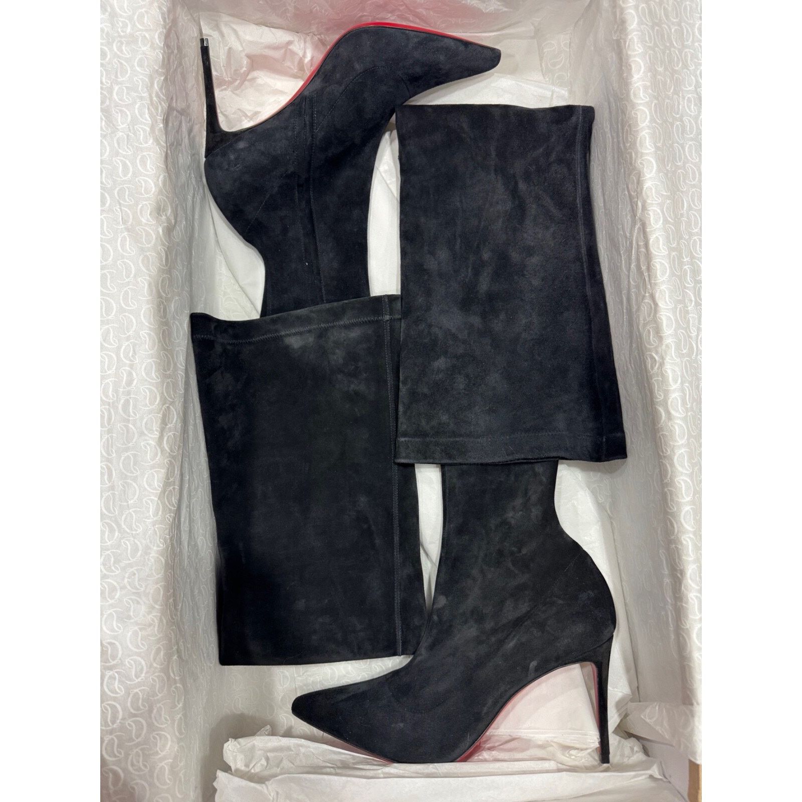 Christian Louboutin Christian Louboutin Kate Botta Alta 85 Black Suede OTK Knee Size US 8.5 / IT 38.5 - 6 Thumbnail