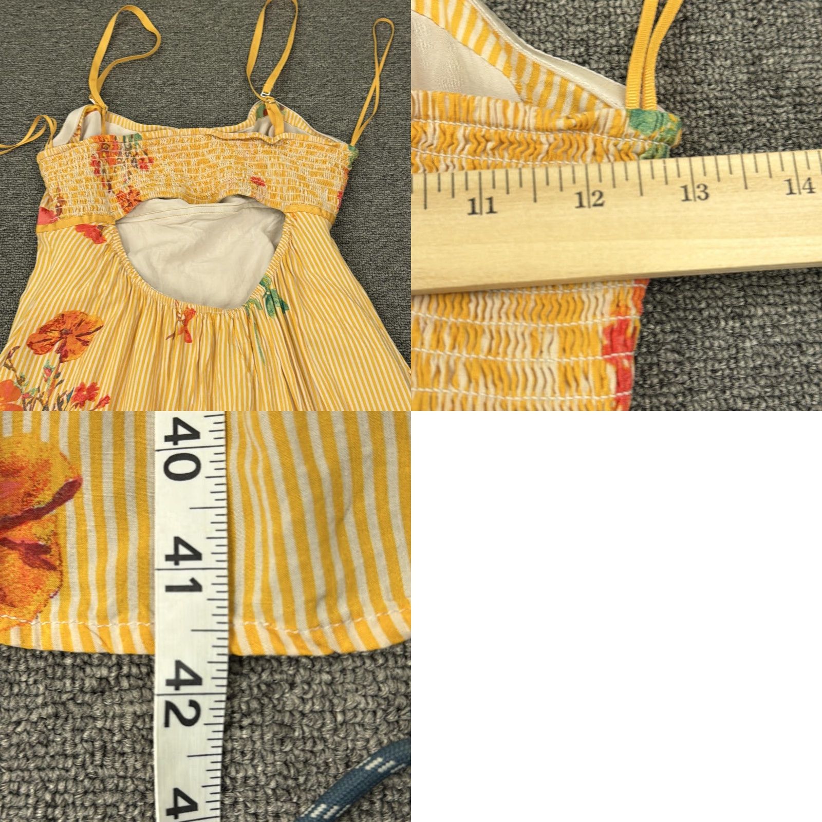 Free People Free People Dress Womens Small Yellow Floral Stripe Ruffle Midi Sundress Boho Size S / US 4 / IT 40 - 9 Thumbnail