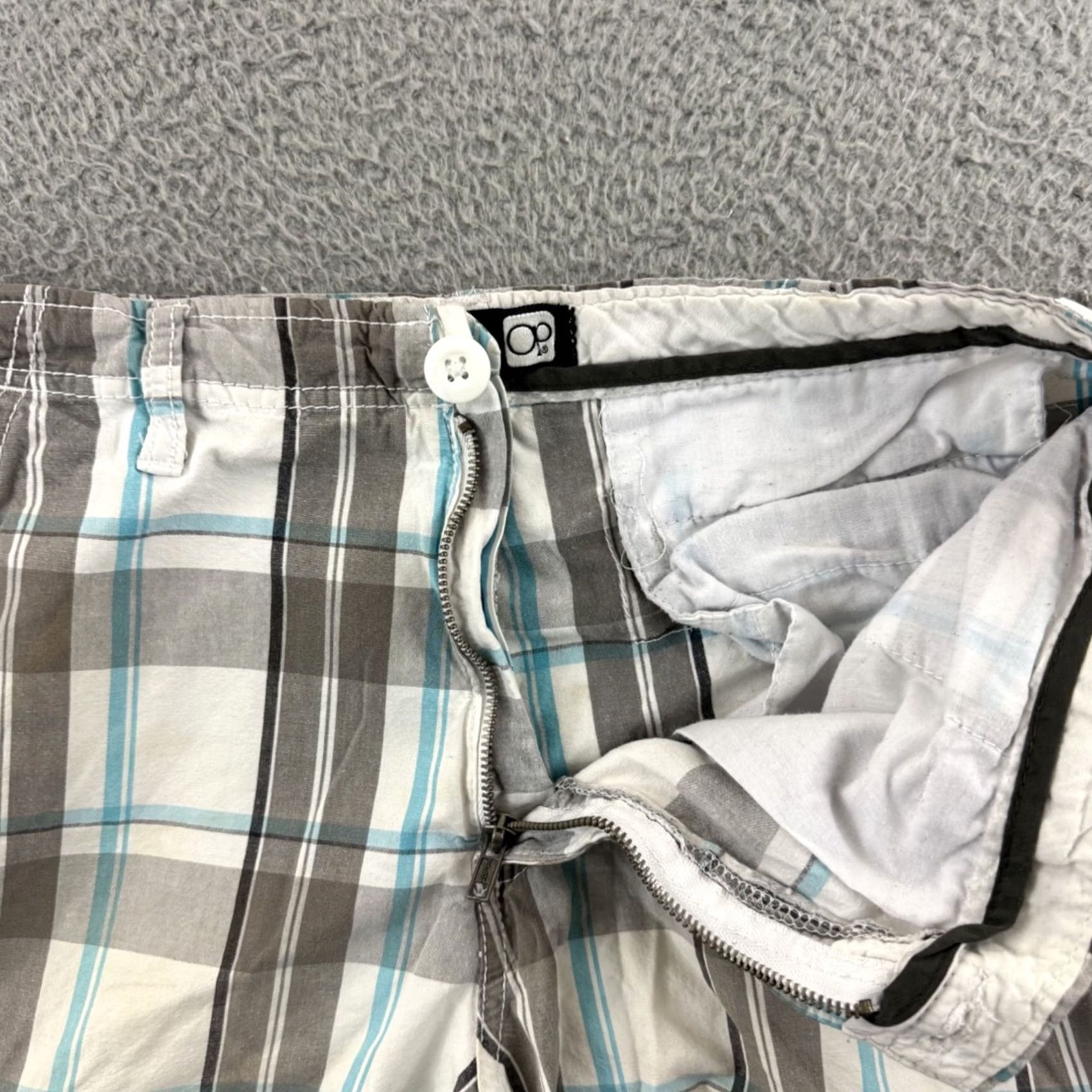 Ocean Pacific VINTAGE Ocean Pacific Shorts Mens 30 Blue Plaid Cargo Skate Surf Casual Y2K Size US 33 - 5 Thumbnail