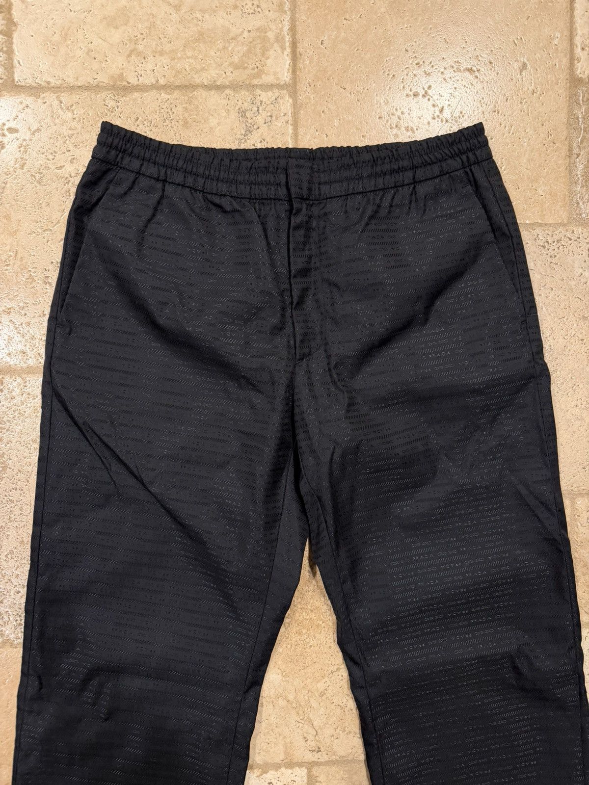 Prada Prada Re-Nylon Tonal Logo Print Monogram Black Track Pants Size US 36 / EU 52 - 4 Thumbnail