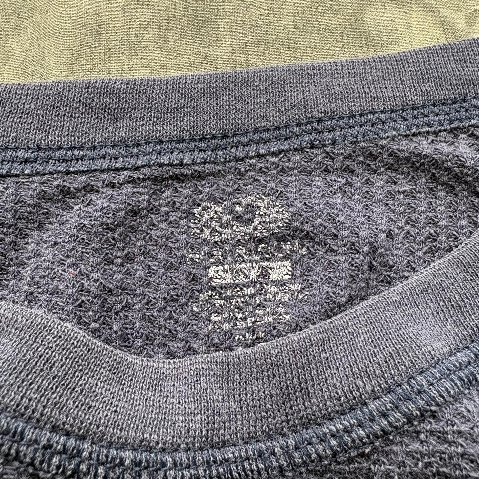 Fruit Of The Loom Vintage Y2K Navy Grunge Skater Thermal Waffle Knit Shirt Size US M / EU 48-50 / 2 - 2 Thumbnail