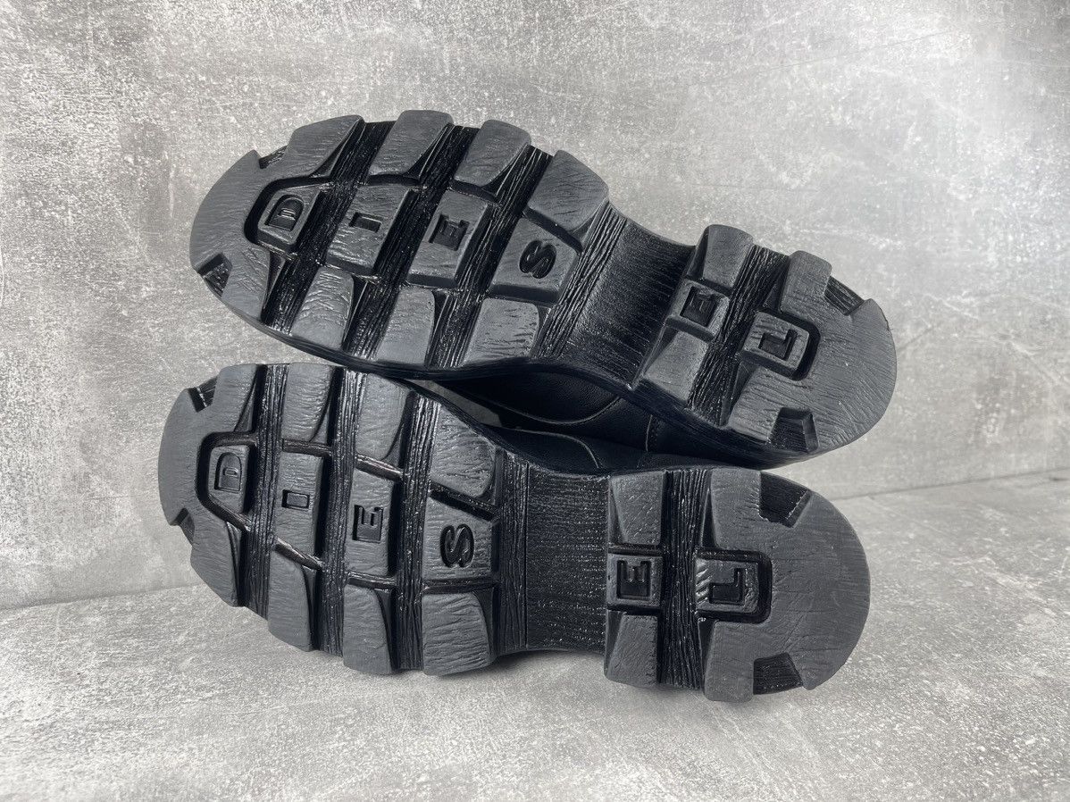 Diesel Diesel Leather Combat Boots Black Ribbed Panel Chunky Sole Size US 9 / EU 42 - 10 Thumbnail
