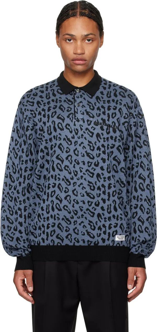 Wacko Maria Wacko Maria Leopard Knit Polo shirt Size US XL / EU 56 / 4 - 5 Thumbnail