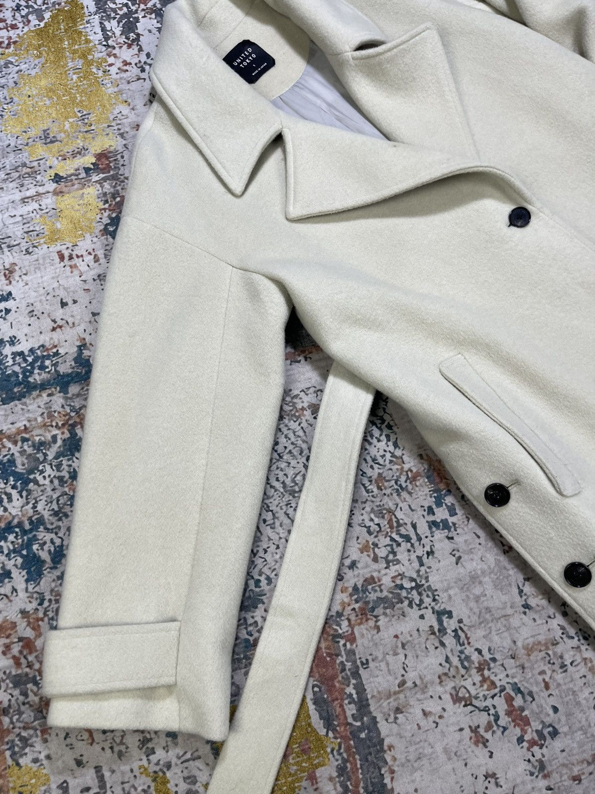 Japanese Brand United Tokyo Button Up Skirt Slit Belted Wool Coat Size XS / US 0-2 / IT 36-38 - 9 Thumbnail