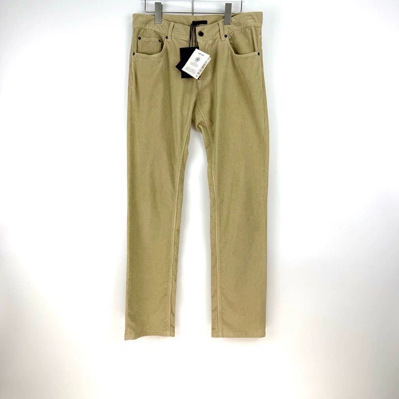 Prada Prada Khaki yellow leather label corduroy trousers 2502-Nex Size US 33 - 3 Thumbnail