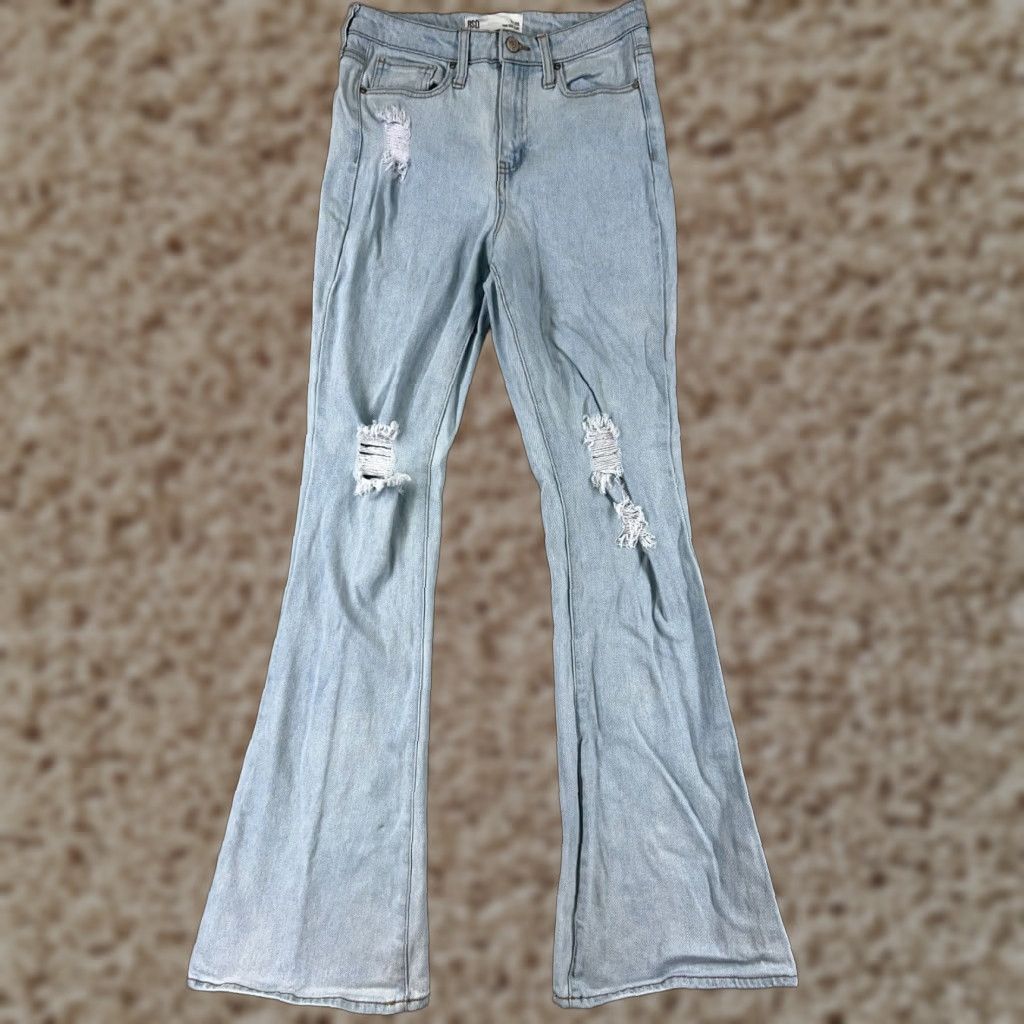 Rsq RSQ Womens Jeans Flared High Rise Distressed Denim 7 Blue Cotton Blend Retro 90s Womens Size 28" / US 6 / IT 42 - 1 Thumbnail