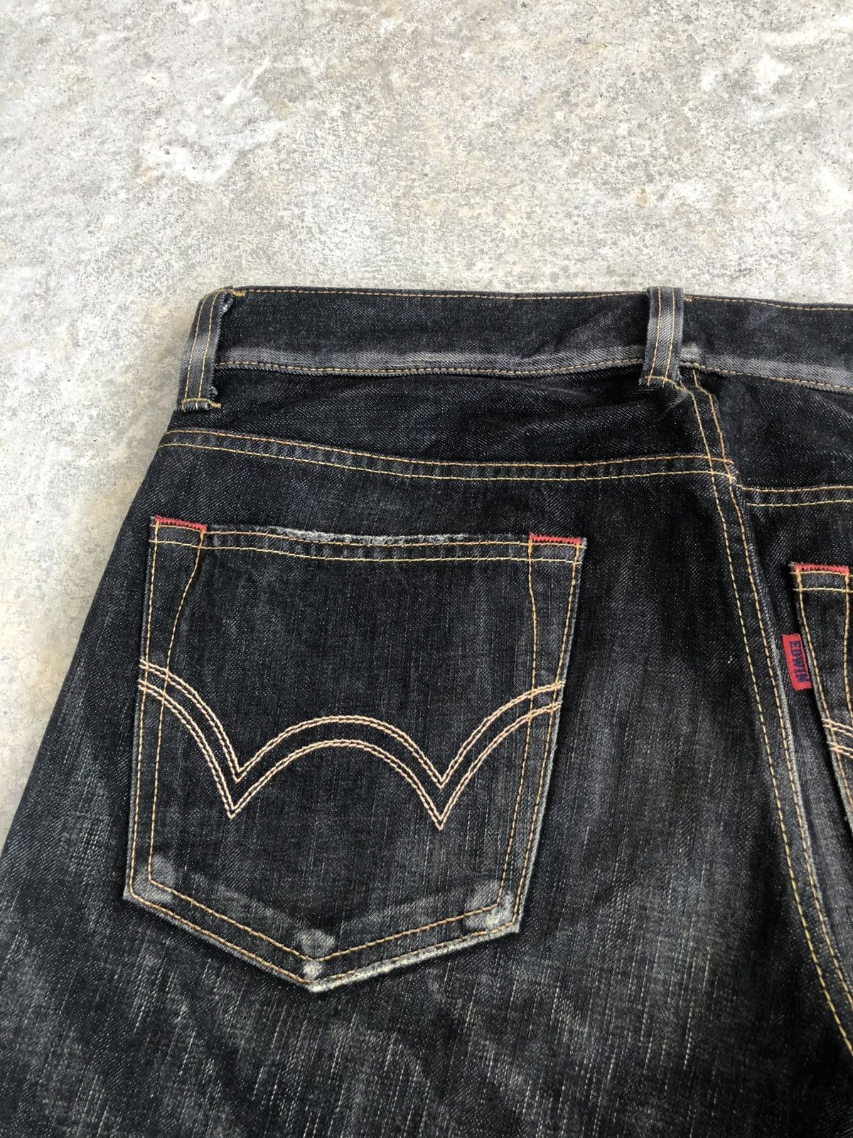 Le Grande Bleu (L.G.B.) Japanese Edwin 503 Blue Trip Distressed Jeans Size US 33 - 17 Thumbnail