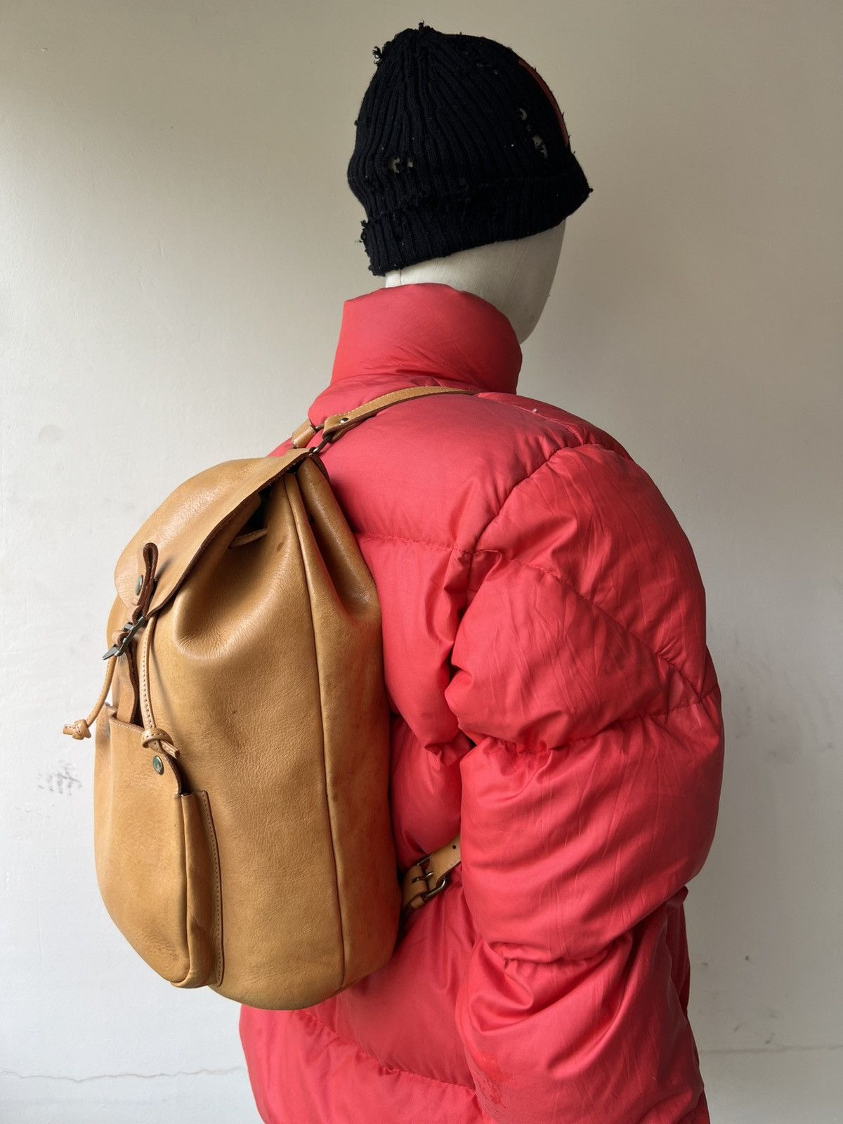 Leather Vintage Slipknot Project Japan Patina Leather Backpack Bag Size ONE SIZE - 3 Thumbnail