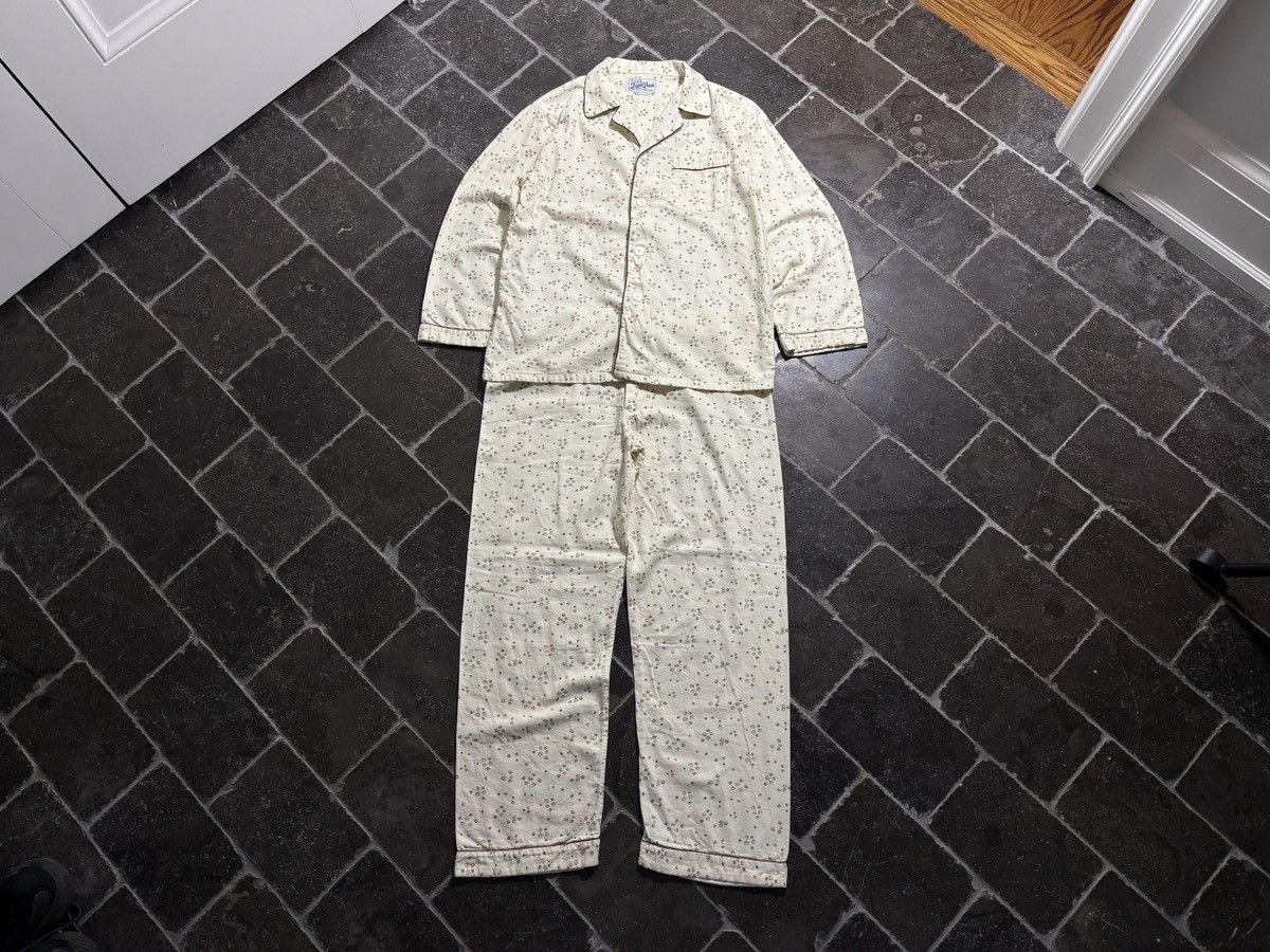 Vintage Vintage Pajama Set 70s 80s Two Piece Suit Sleep Pant Shirt Size US 37 - 22 Thumbnail