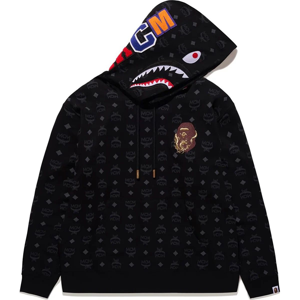Bape × MCM BAPE x MCM Shark Pullover Hoodie Black Size US XL / EU 56 / 4 - 4 Thumbnail