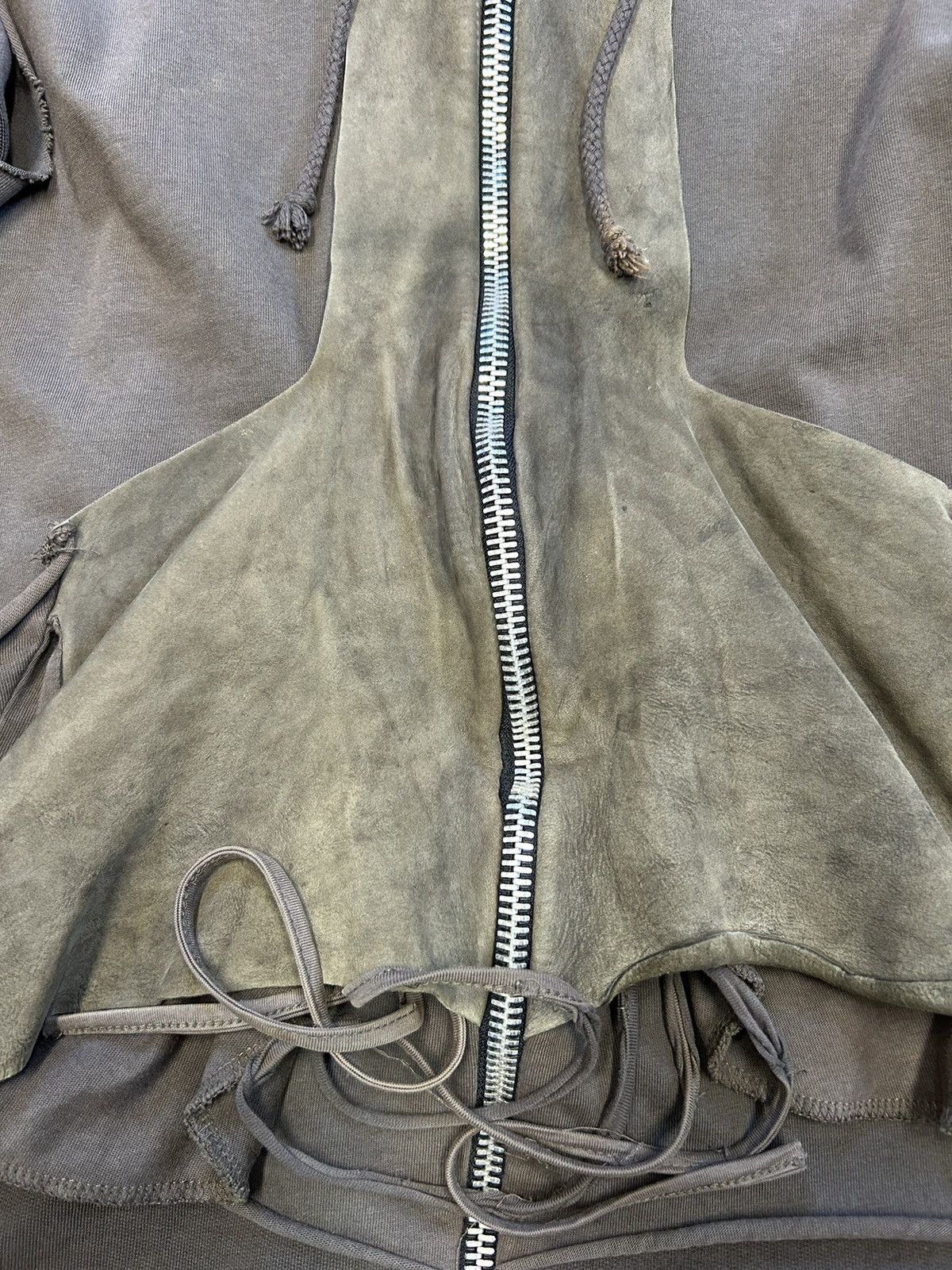 Rick Owens Rick Owens Slab Leather Cotton Hoodie Size US M / EU 48-50 / 2 - 2 Thumbnail