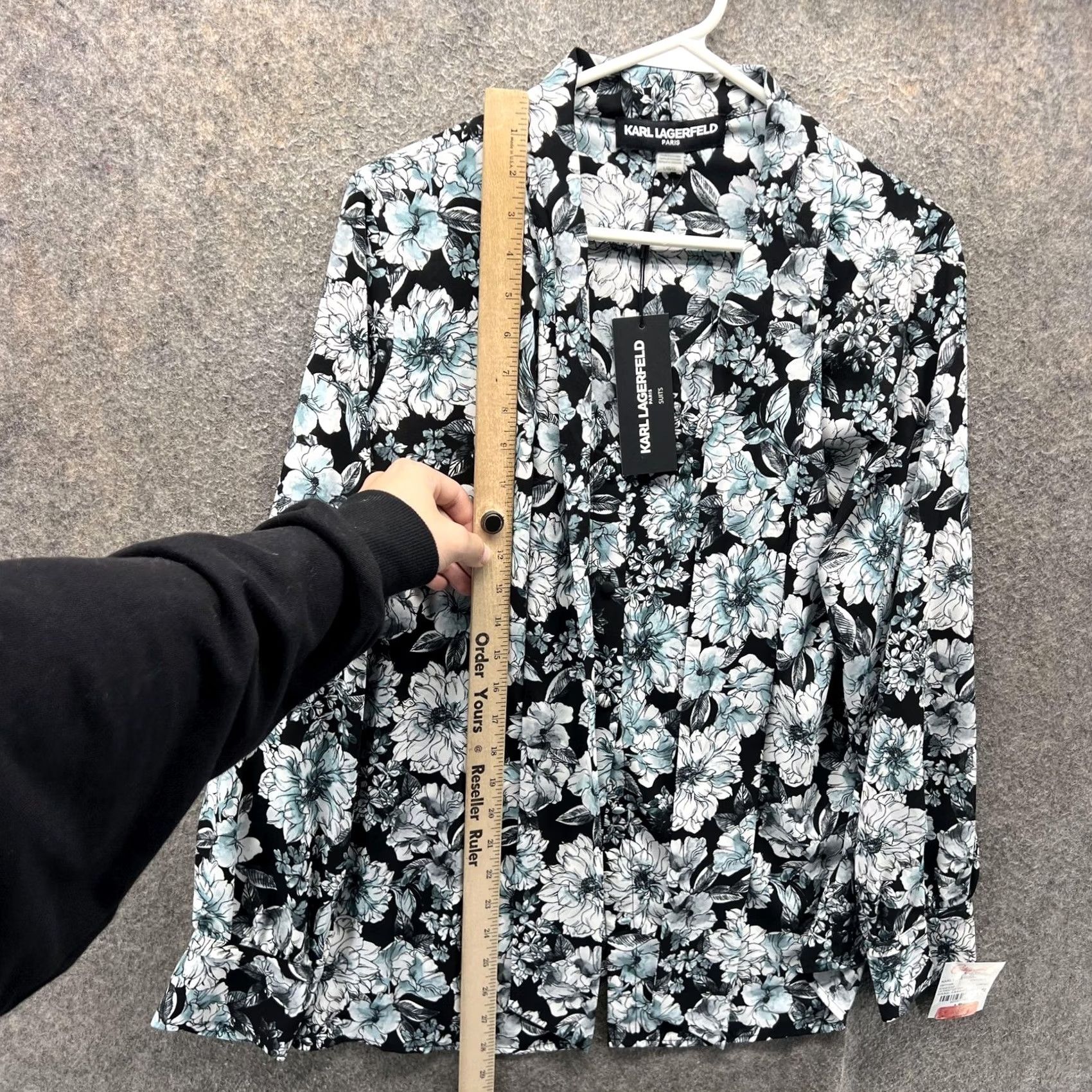 Karl Lagerfeld Karl Lagerfeld Paris Blouse Womens L Black Floral Tie Neck Long Sleeve Top Size L / US 10 / IT 46 - 6 Thumbnail