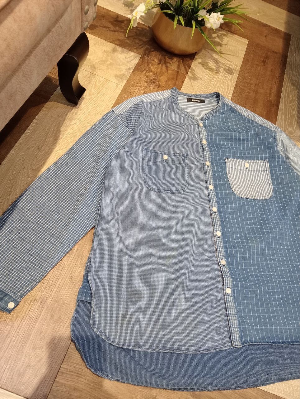 Issey Miyake NE-NET ISSEY MIYAKE PATCHWORK DENIM SHIRT Size US L / EU 52-54 / 3 - 3 Thumbnail