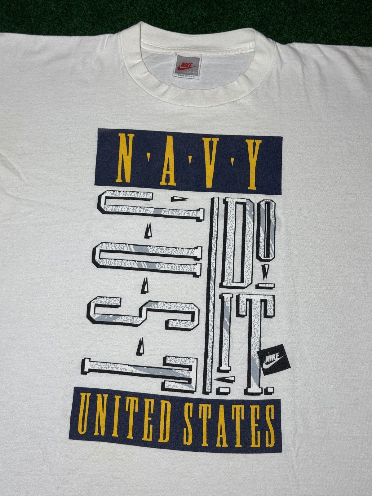 Nike × Vintage Vintage 90s RARE Nike United States Navy Just Do It T Shirt Size US L / EU 52-54 / 3 - 2 Thumbnail