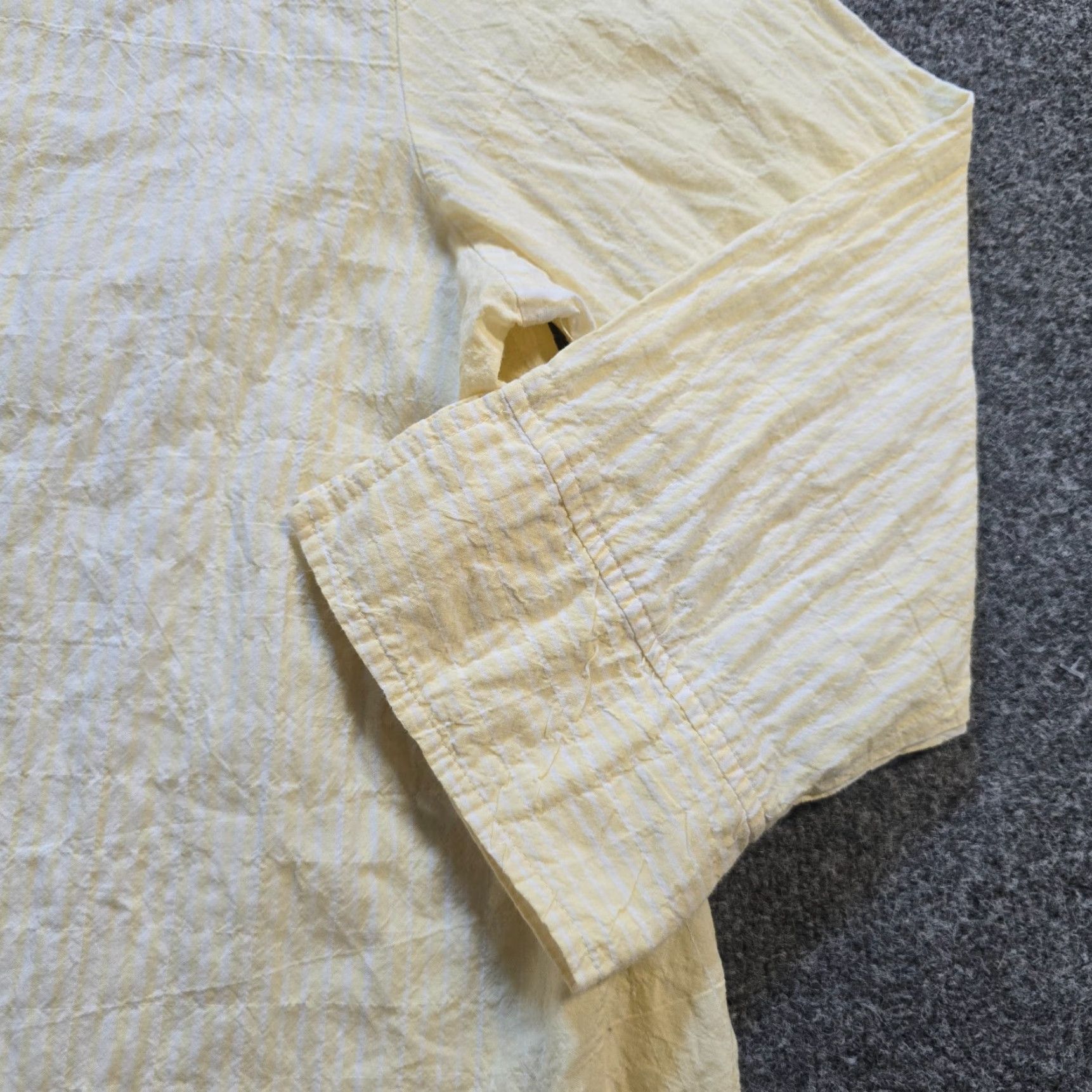 Habitat Habitat Women's Blouse Shirt Yellow Stripe 3/4 Sleeve Button Lagenlook Casual Career M Size M / US 6-8 / IT 42-44 - 4 Thumbnail