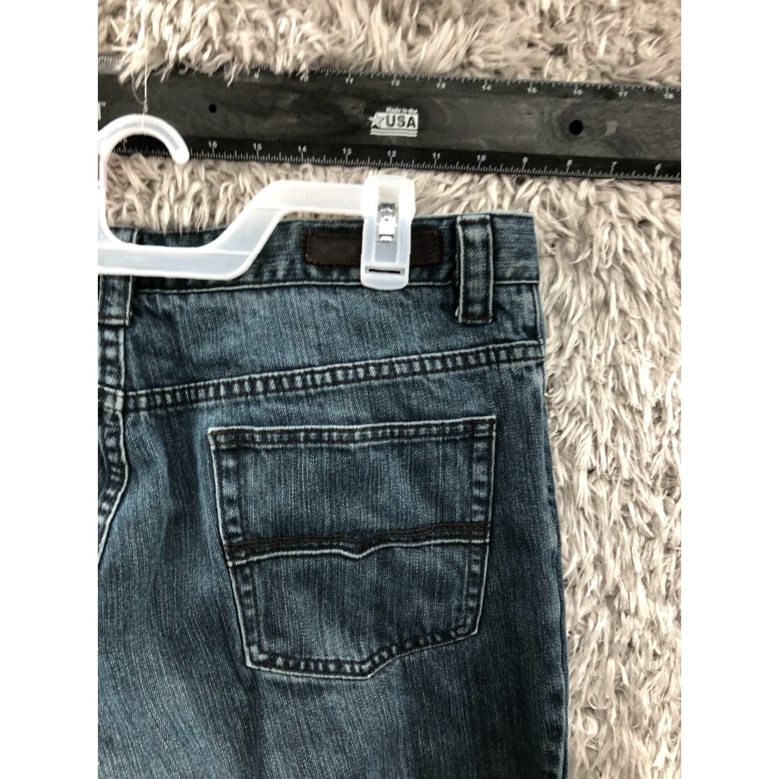 Perry Ellis Perry Ellis Jeans 34x32 Mens Dark Wash Blue Denim Mid Rise Straight Leg 5-Pocket 34 Regular Blue Size US 34 / EU 50 - 7 Thumbnail