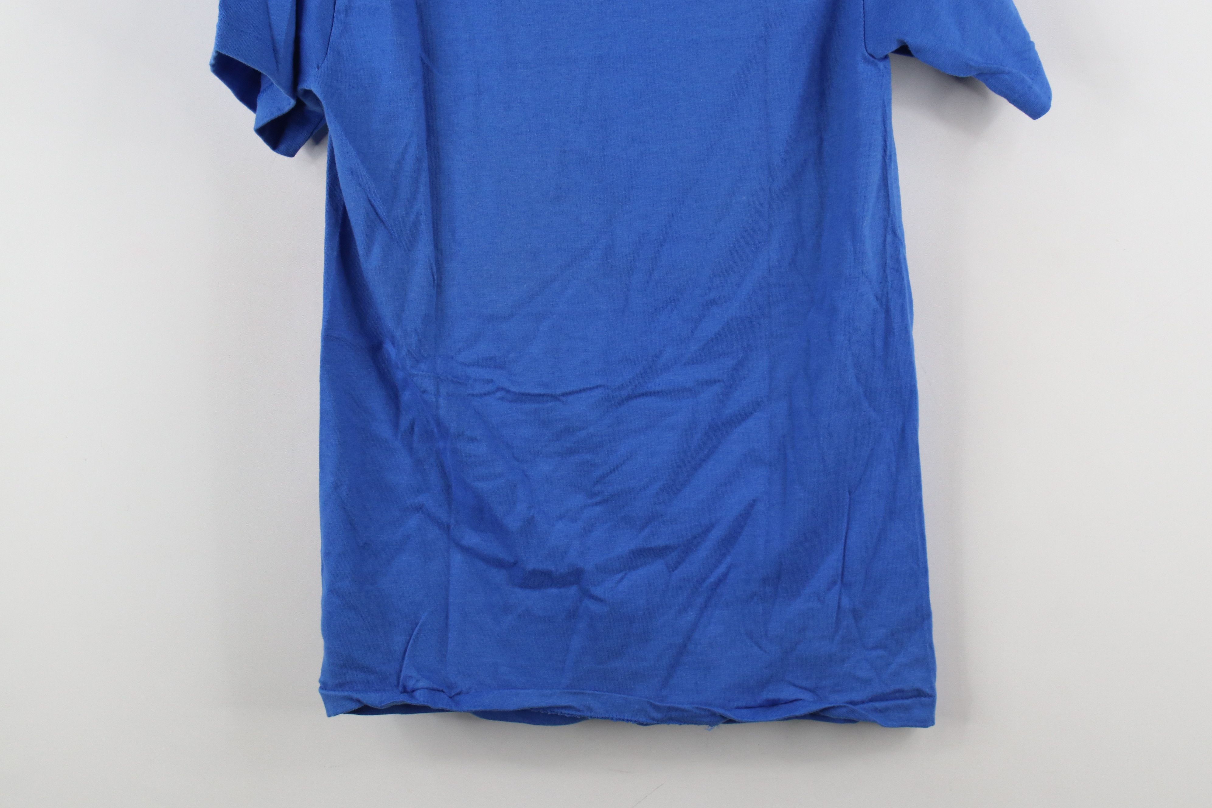 Hanes × Vintage Vintage 80s 90s Hanes Beefy Blank Cotton T-Shirt Blue USA Size US S / EU 44-46 / 1 - 13 Thumbnail