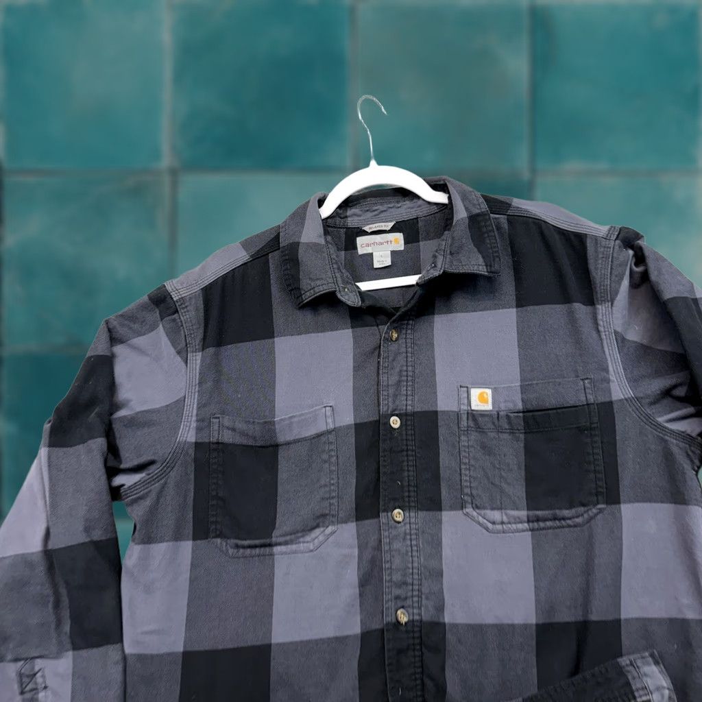 Carhartt Carhartt Hoodie Shirt Jacket Shacket Flannel Plaid L Relaxed Size US L / EU 52-54 / 3 - 1 Thumbnail