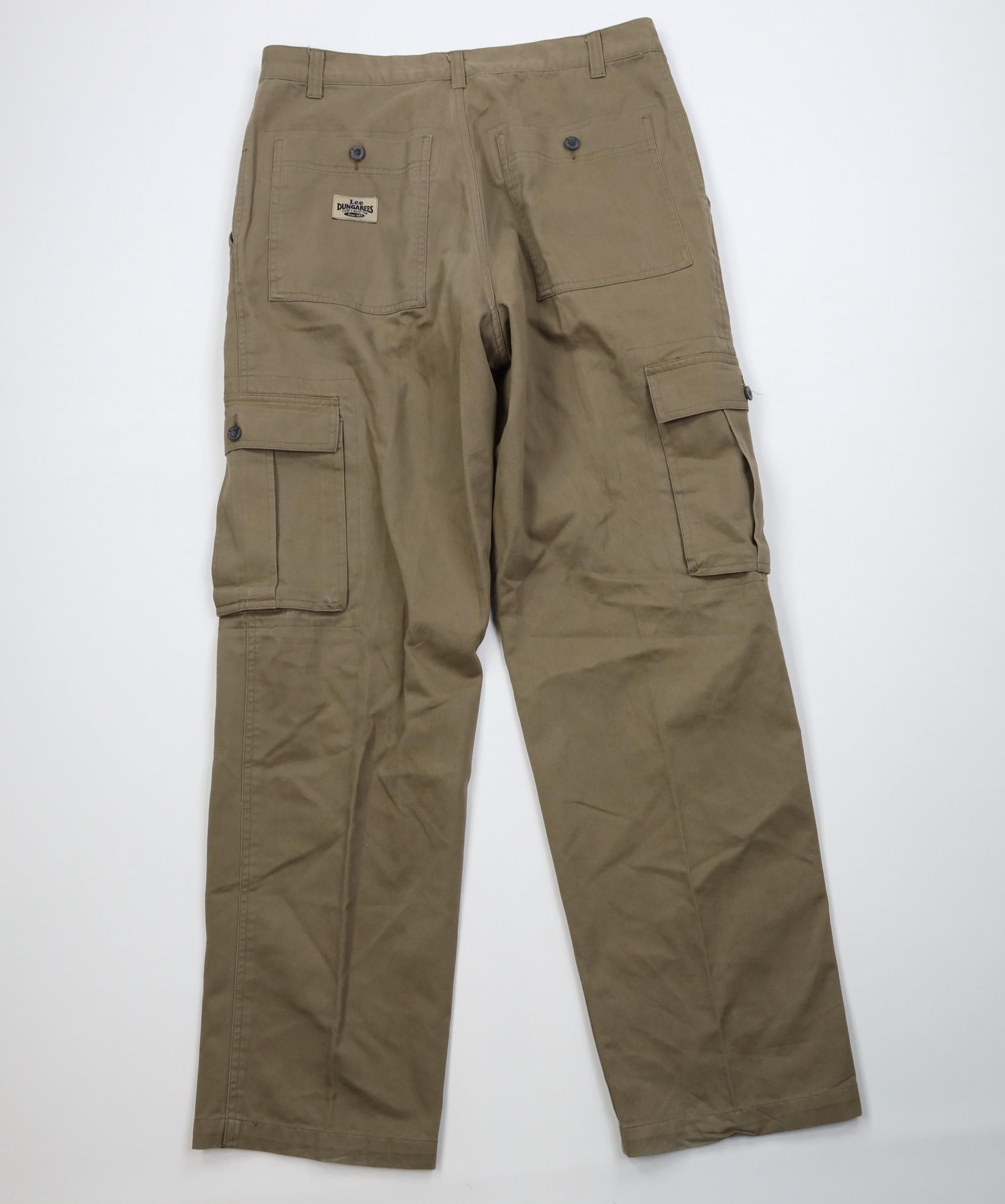Lee Vintage 90s Y2K Lee Baggy Wide Leg Cargo Pants Green Cotton Size US 34 / EU 50 - 8 Thumbnail