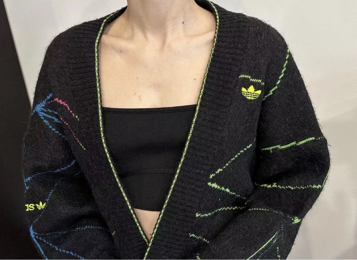 Adidas × Vintage VINTAGE 1980s ADIDAS WOOL cardigan sweater Abstract Rare Size XL / US 12-14 / IT 48-50 - 5 Thumbnail