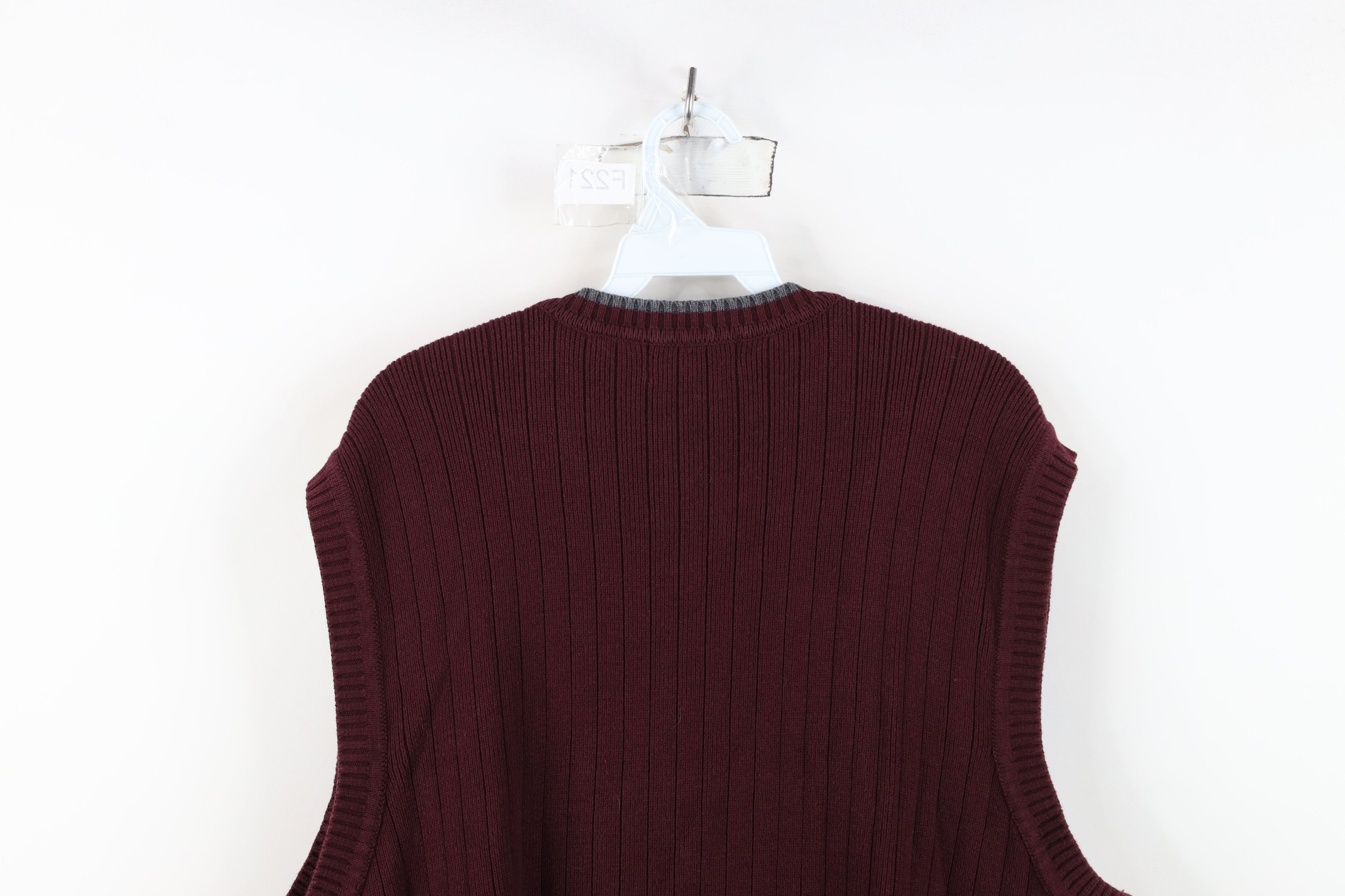 Vintage Vintage 90s Streetwear Blank Cotton Ribbed Knit Sweater Vest Size US L / EU 52-54 / 3 - 10 Thumbnail