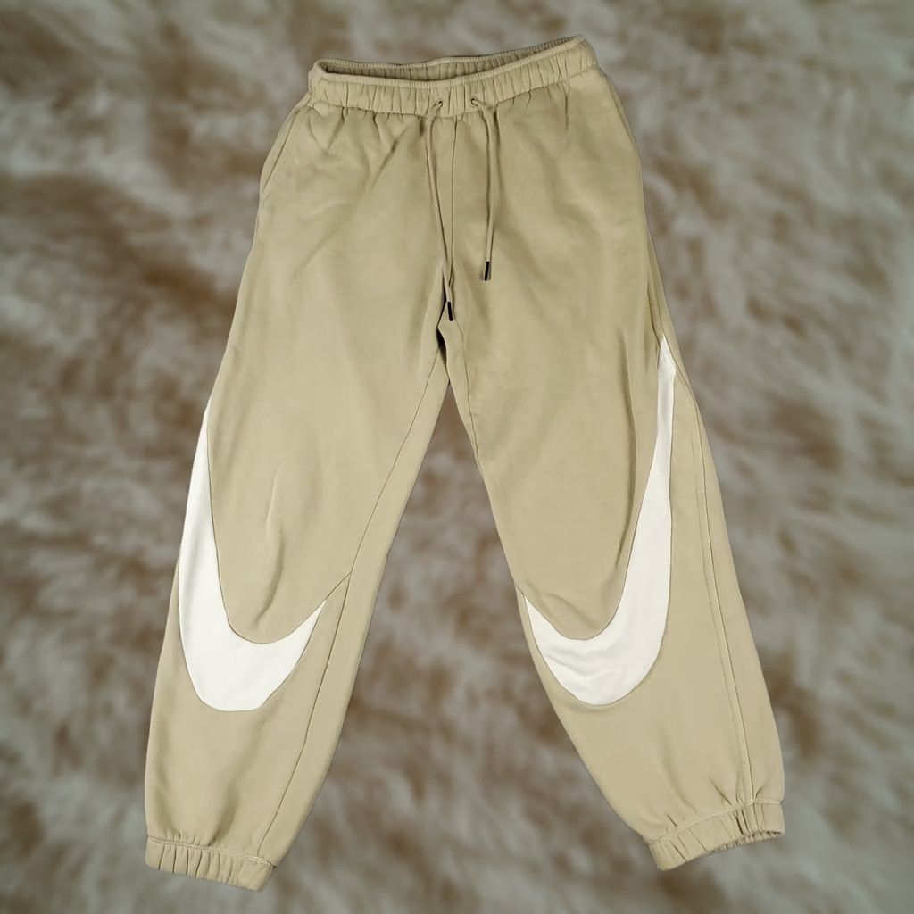 Nike Nike Pants Mens XS Beige Swoosh Track Joggers Sweatpants Regular Tapered Size US 27 - 1 Thumbnail