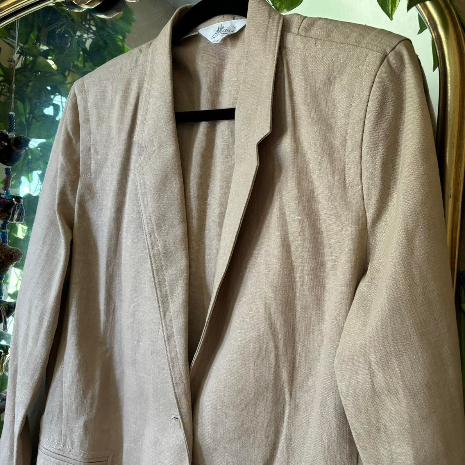 Vintage Alicia Tan Linen Oversized Blazer 18 Preppy Oversized Size XXL / US 16-18 / IT 52-54 - 4 Thumbnail
