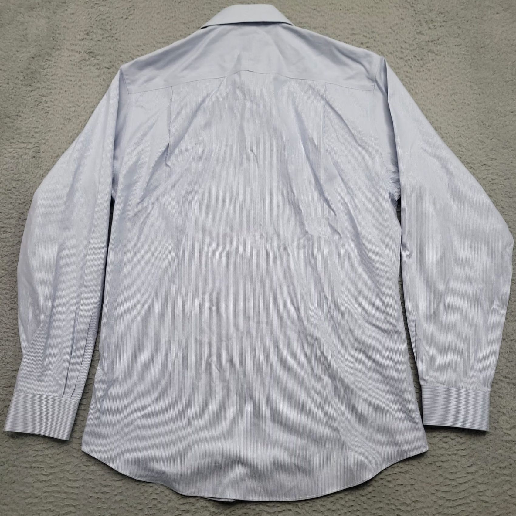 Jos. A. Bank Jos A Bank Traveler's Collection Mens Dress Shirt Striped Tailored 15½-35 Blue Long Sleeve Cotton 100% Pocket Mens Clothing Size 42R - 2 Thumbnail