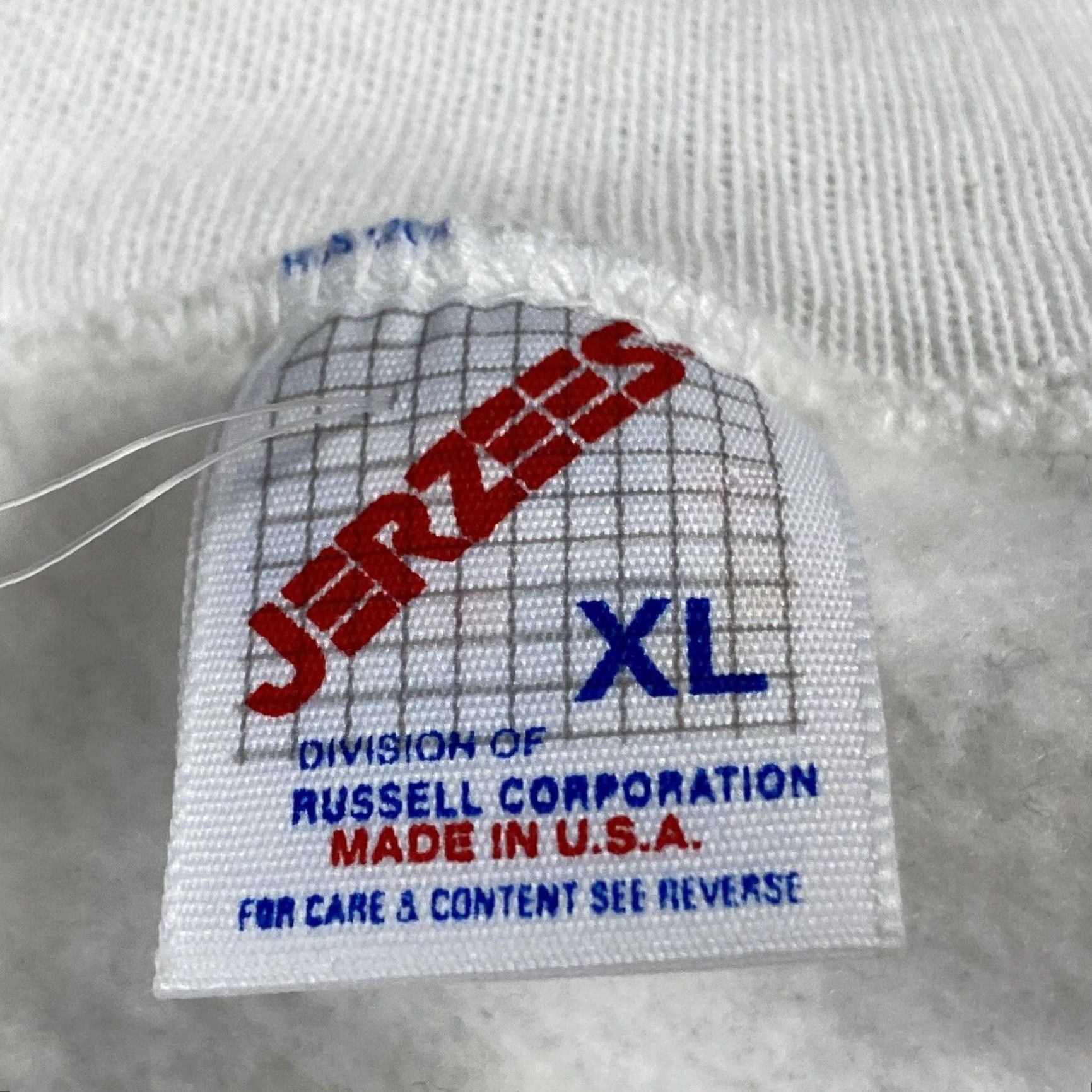 Vintage JERZEES Russell Cotton Crewneck Sweatshirt Men XL White USA Made NWT Fall Winter