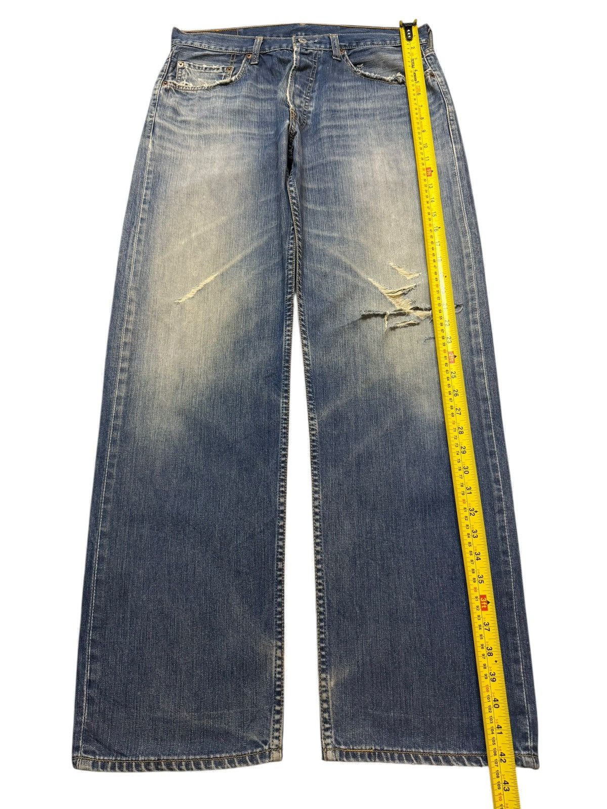 Levi's Vintage 90s Levis 501 Mud Wash Distressed Wide Leg Loose Size US 34 / EU 50 - 8 Thumbnail