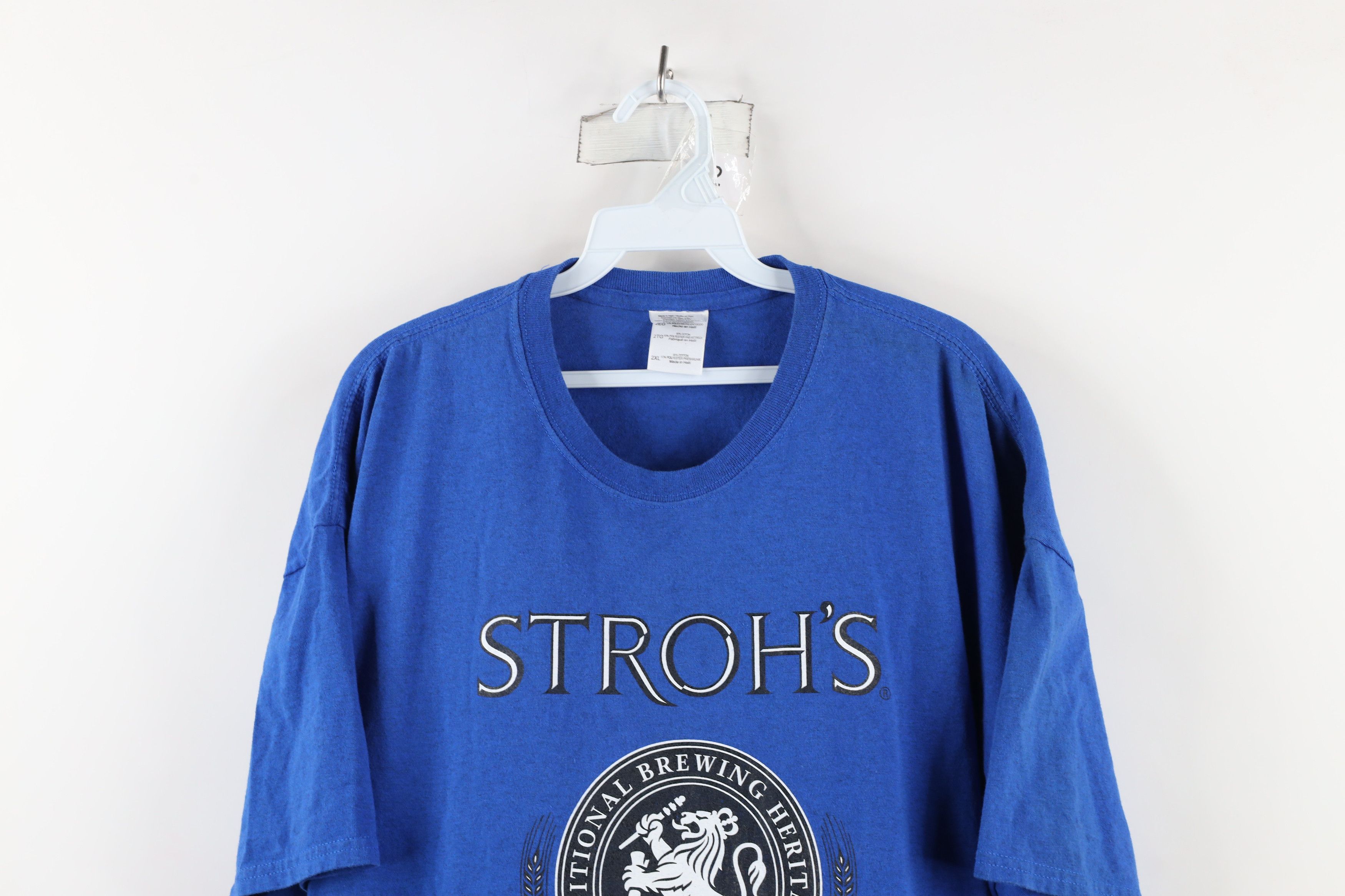 Vintage Vintage Spell Out Strohs Beer Detroit Short Sleeve T-Shirt Size US XXL / EU 58 / 5 - 2 Thumbnail