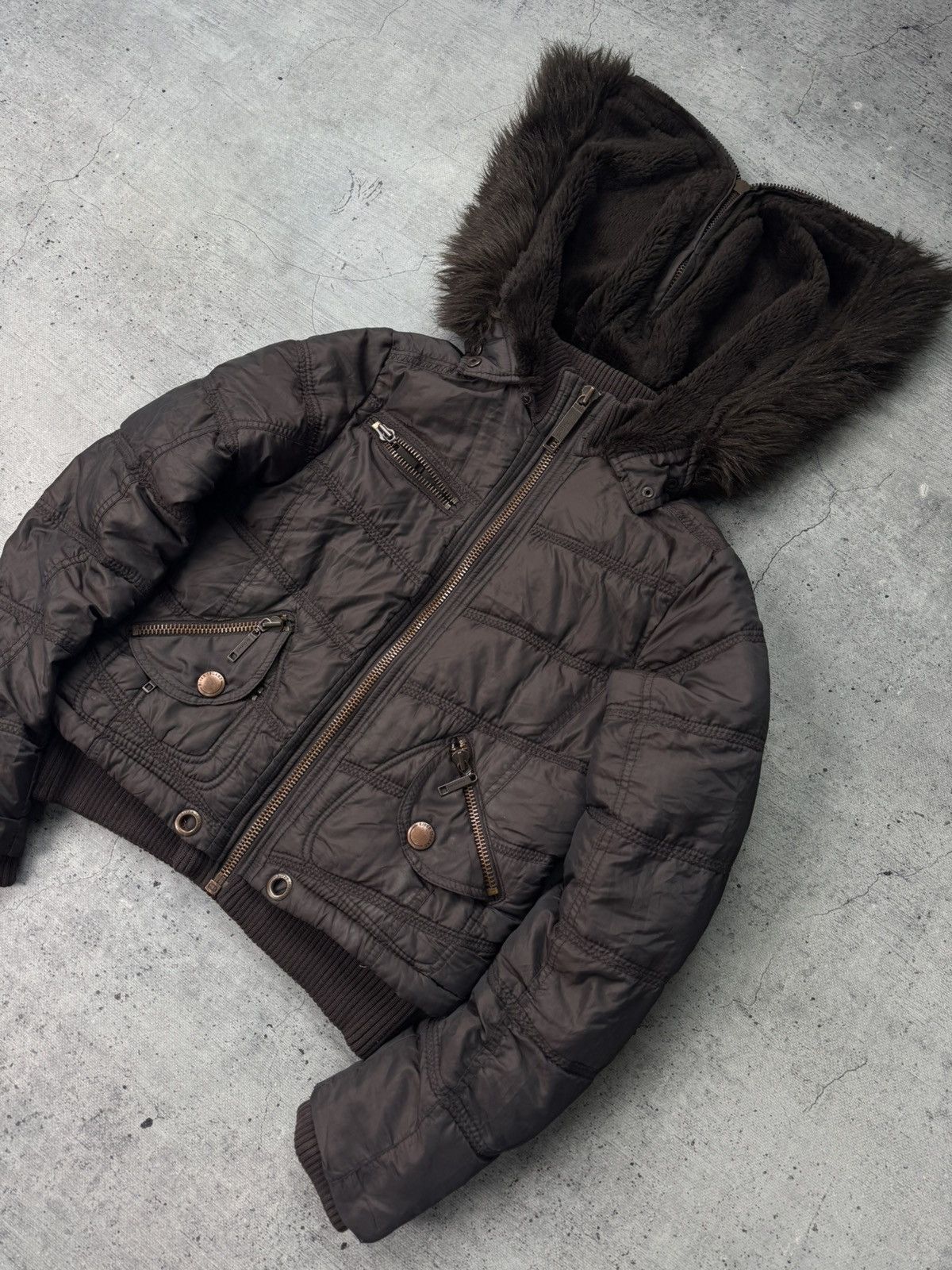 Hysteric Glamour Crazy Y2K Alaska bomber jacket fur black zipper hood Size L / US 10 / IT 46 - 3 Thumbnail