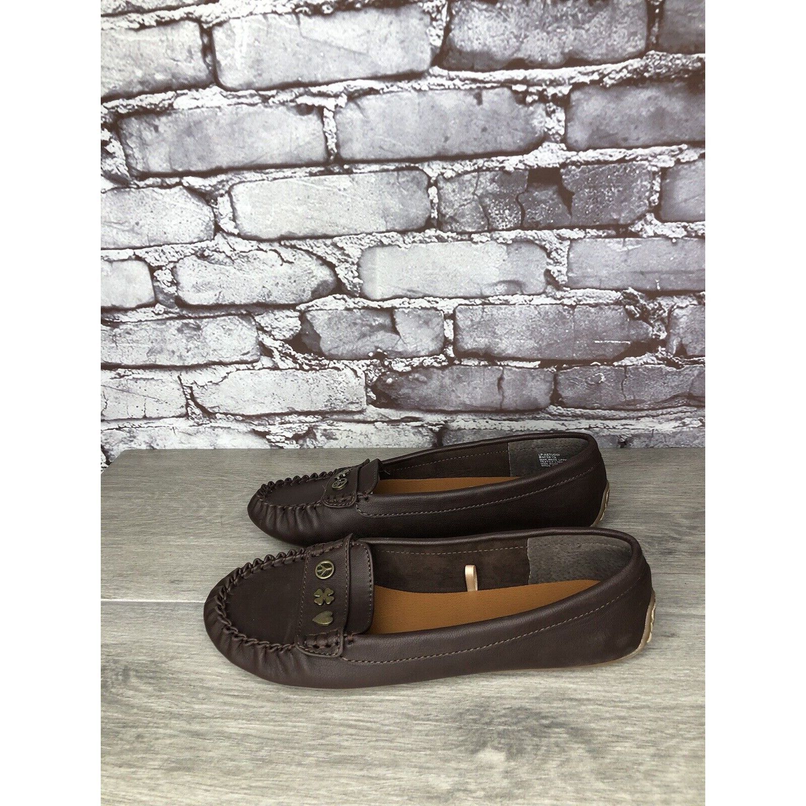 Lucky Brand Lucky Brand LP-Astuddi Brown Leather Peace Heart Clover Loaf Size US 8 / IT 38 - 13 Thumbnail