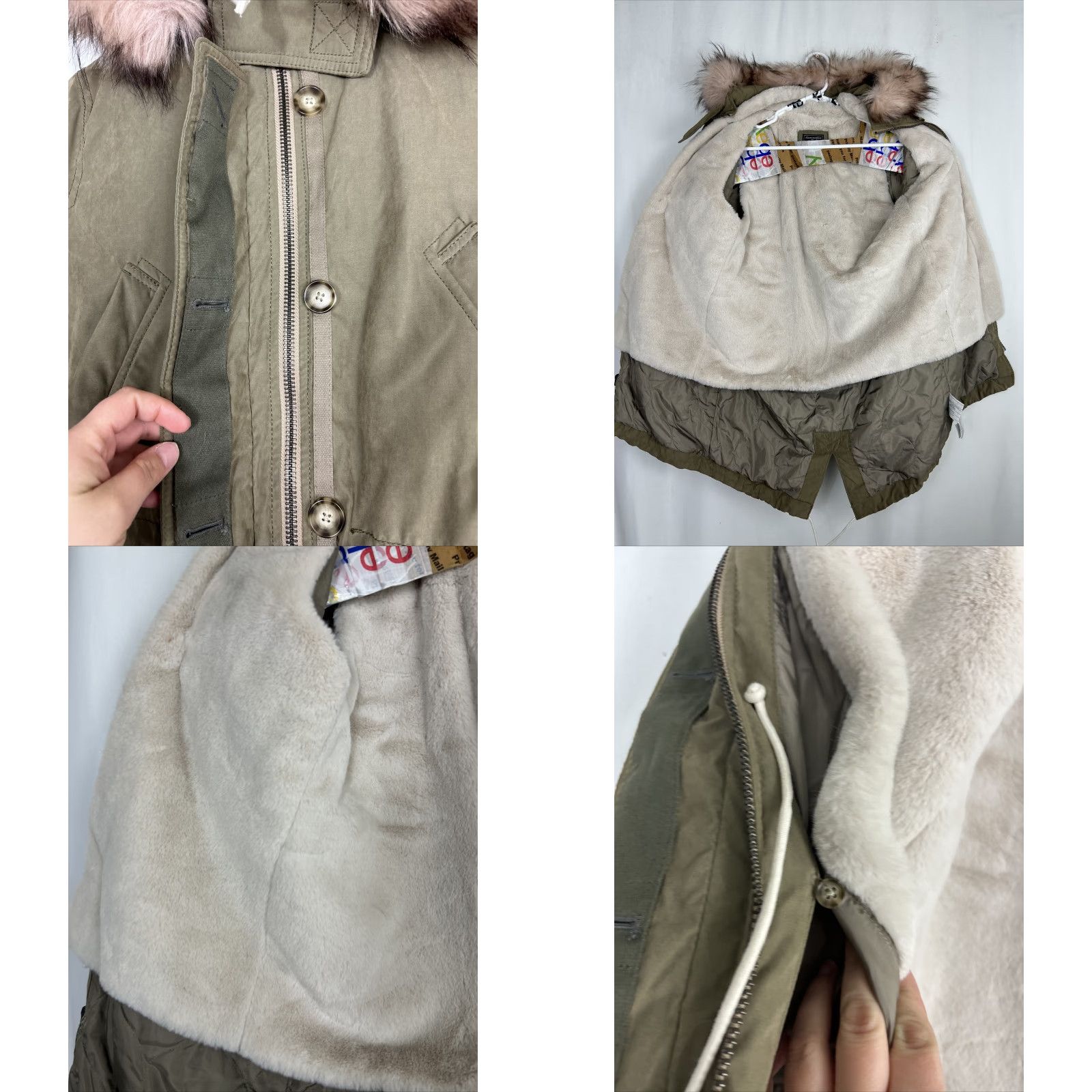 Abercrombie & Fitch Abercrombie Womens Small Olive Green Full Zip Suede Faux Fur Lined Parka Jacket Size S / US 4 / IT 40 - 8 Thumbnail