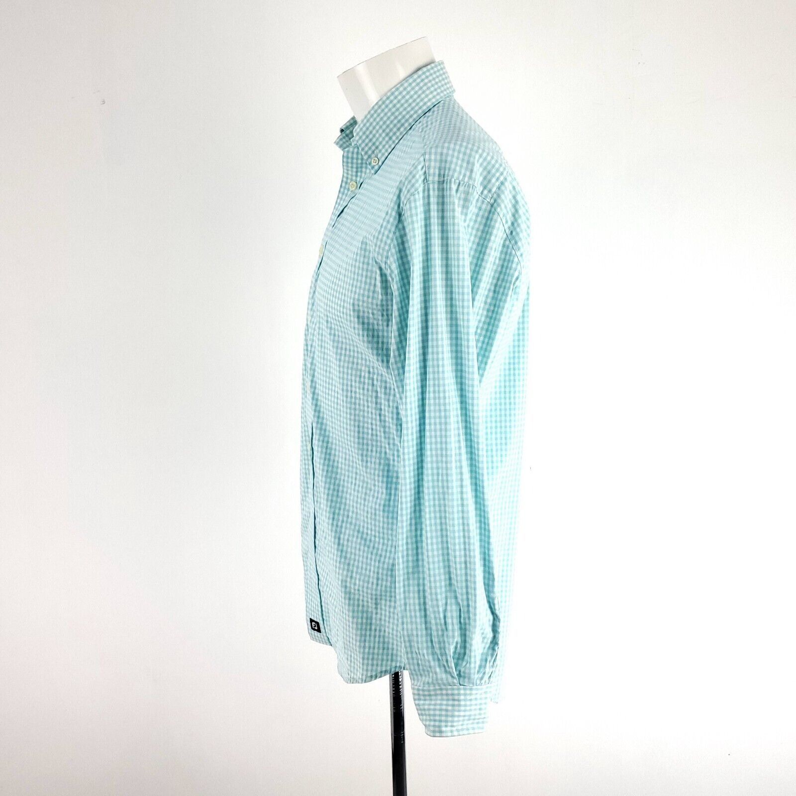 Footjoy FJ Footjoy Teal Check Small Button Down Nylon Spandex Size US S / EU 44-46 / 1 - 3 Thumbnail
