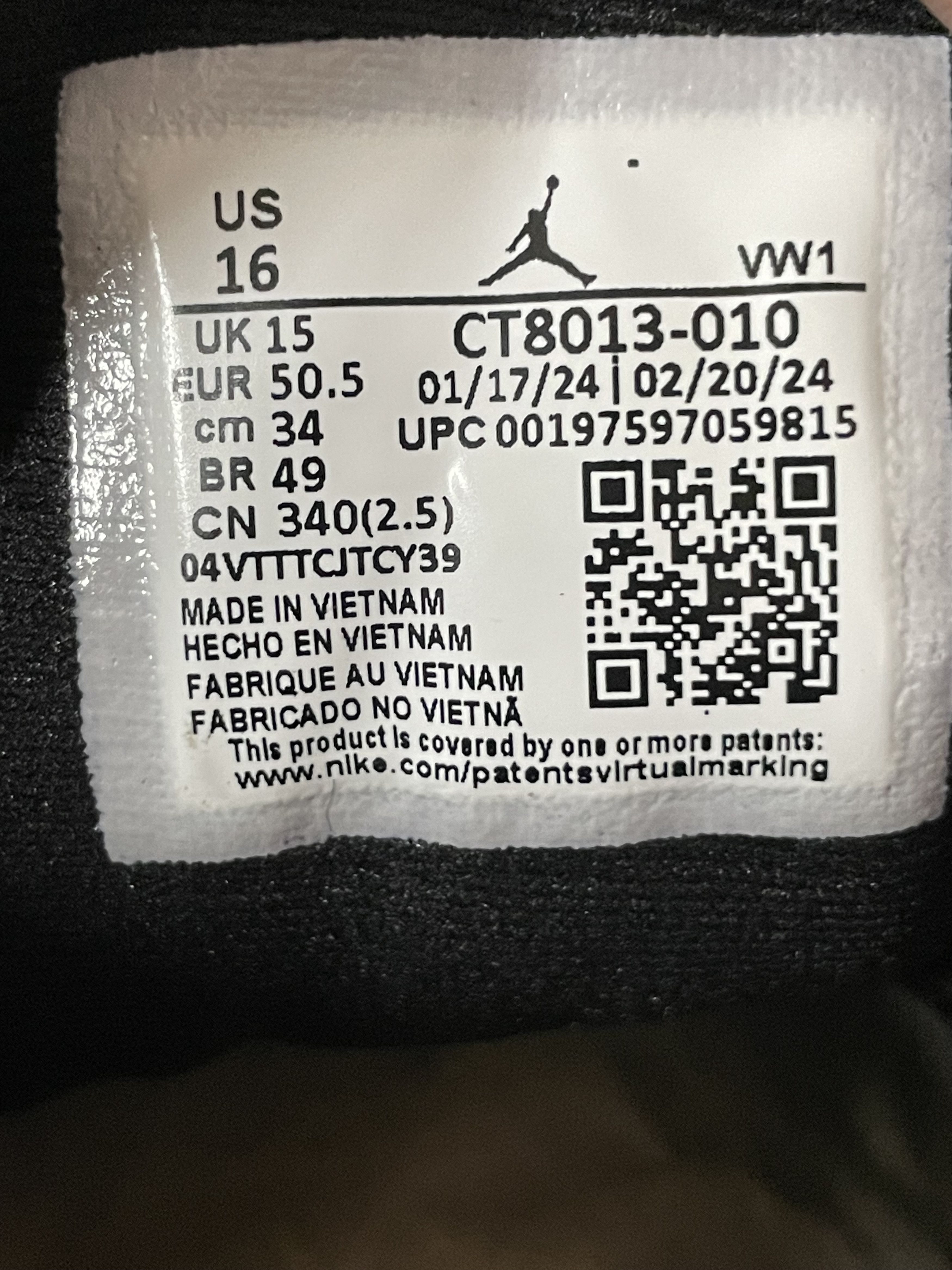 Jordan Brand Air Jordan12 Retro 'Black/Wolf Grey-White' CT8013 010 Size16 Size US 15 / EU 48 - 8 Thumbnail