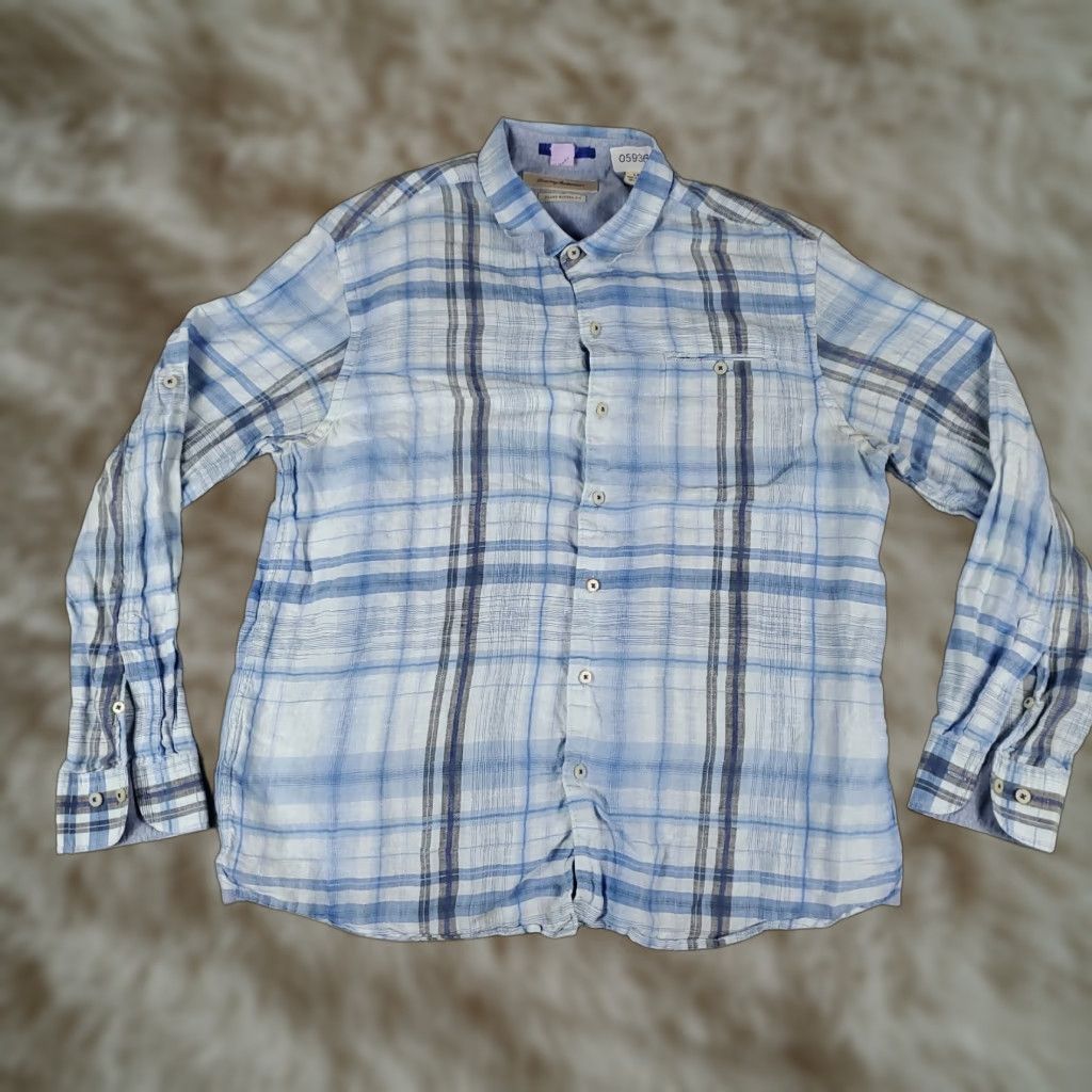 Tommy Bahama Tommy Bahama Shirt Mens Large Blue Plaid Linen Button-Up Long Sleeve - Regular Fit, Collared, Classic Beach Style Size US L / EU 52-54 / 3 - 1 Thumbnail